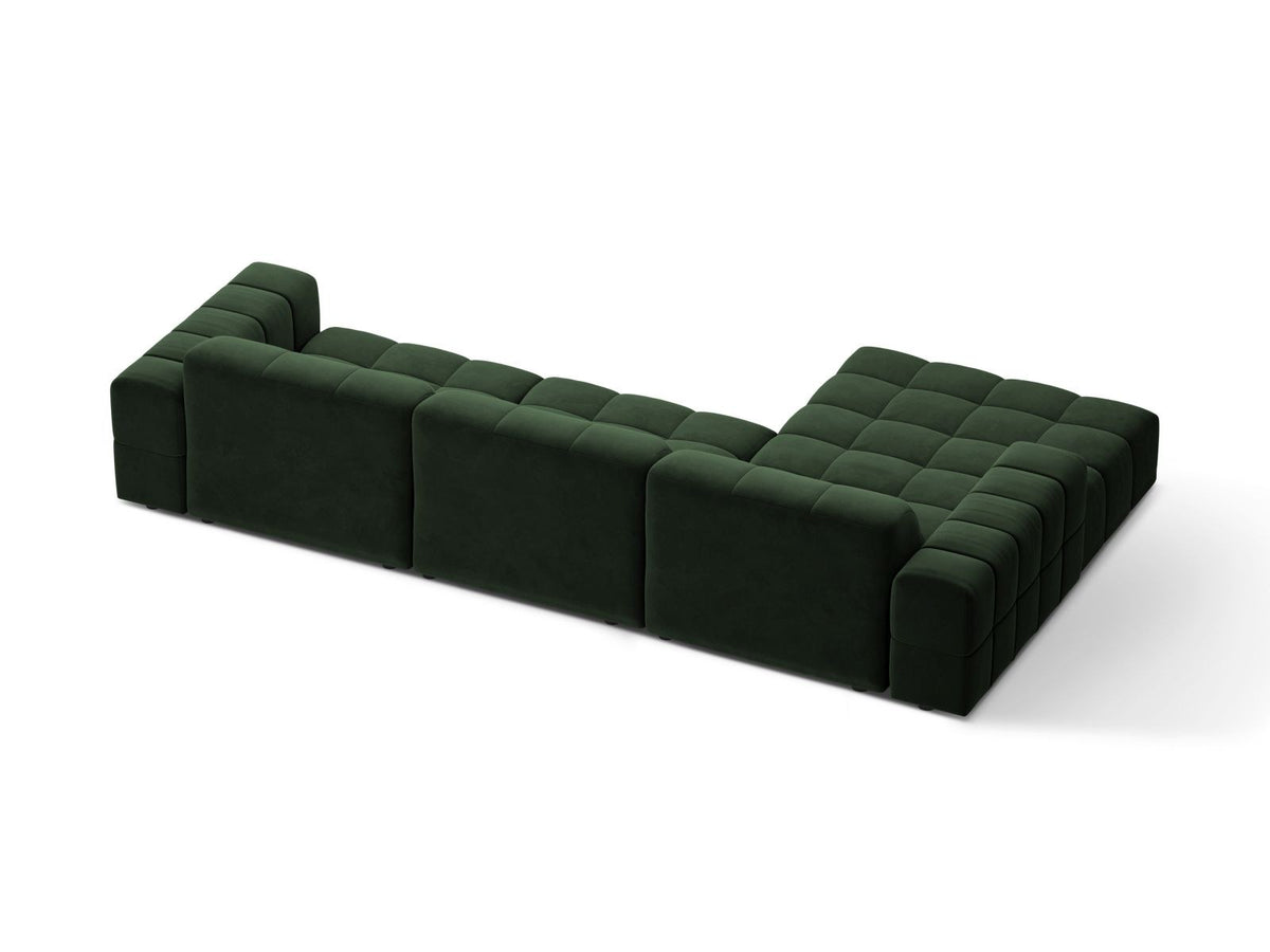 Ecksofa links Chicago von Cosmopolitan Design in Light Beige-Venus Samtvelours, Holzrahmen, Récamiere links, Kunststoffbeine schwarz.