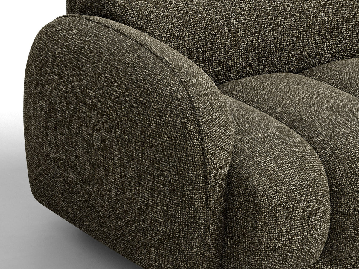 Beige-meliertes Boucle-Ecksofa links mit Récamiere, Massivholzrahmen und schwarzen Kunststoffbeinen, Cosmopolitan Design Bilbao Serie.