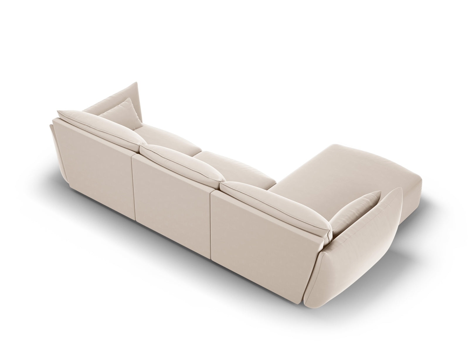 Stylisches 4-Sitzer Ecksofa links Matera in sanftem Beige, perfekt für ein gemütliches und modernes Wohnzimmer.