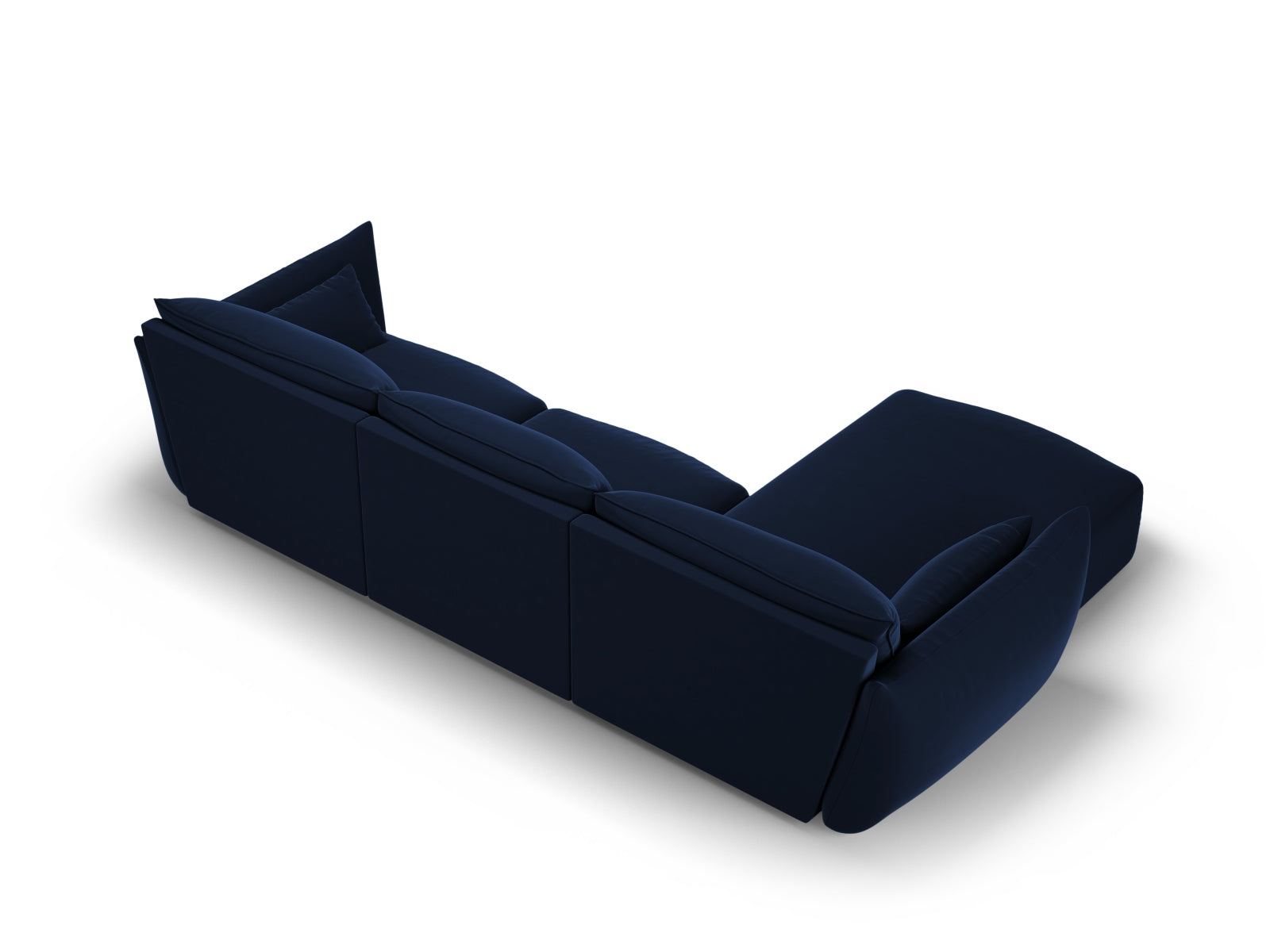 Elegantes 4-Sitzer Ecksofa links Matera in Royal Blue, ideal für moderne Wohnzimmer, vereint Komfort und zeitgemäßes Design von Cosmopolitan Design.