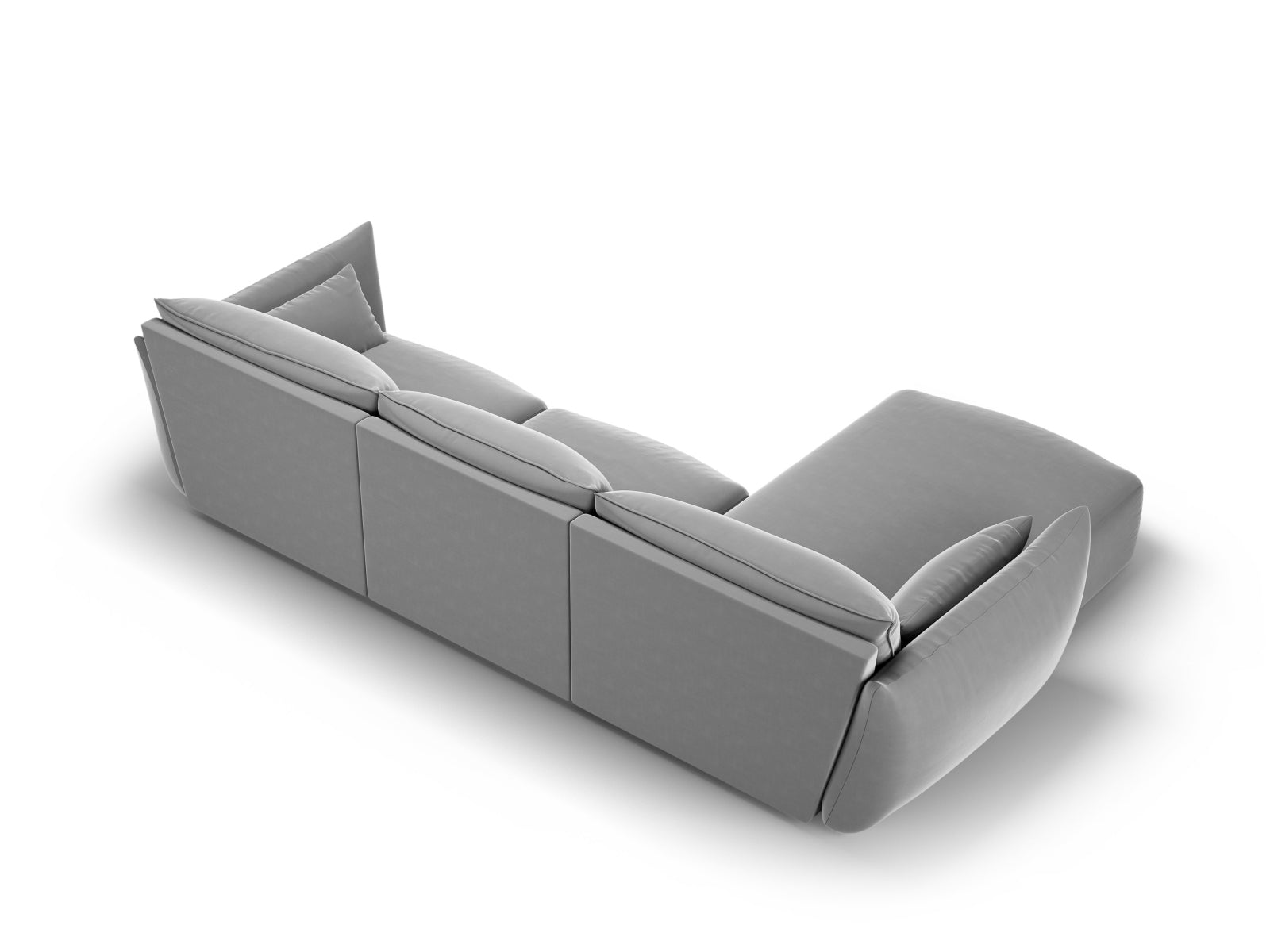 Modernes 4-Sitzer Ecksofa links Matera in schickem Grau, ideal für gemütliche Wohnräume, entworfen von Cosmopolitan Design.