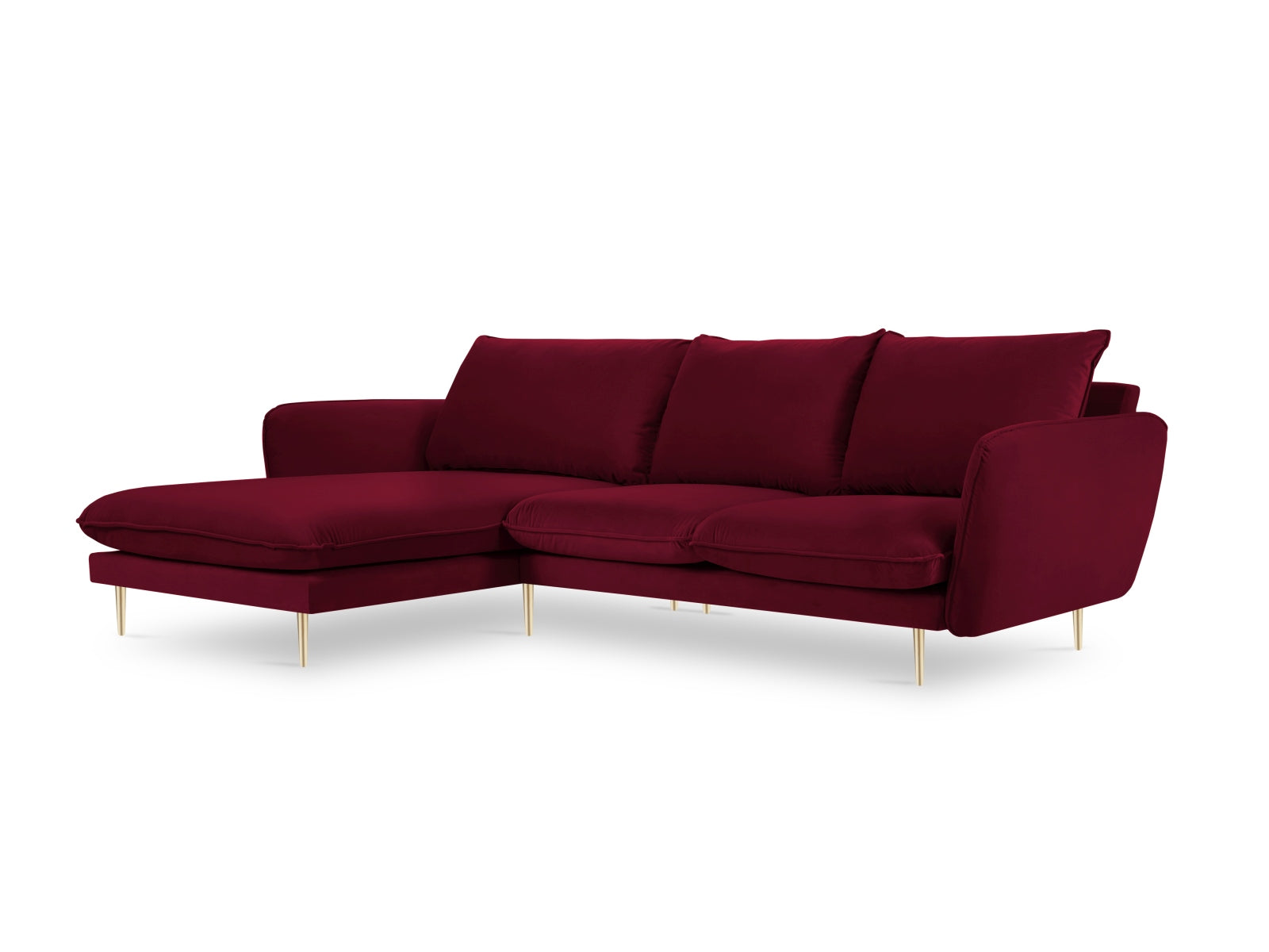 Vienna Velour Ecksofa links 5 Sitzer 170cm in Red/Gold präsentiert im Onlineshop von KAQTU Design AG. Ecksofa links ist von Cosmopolitan Design