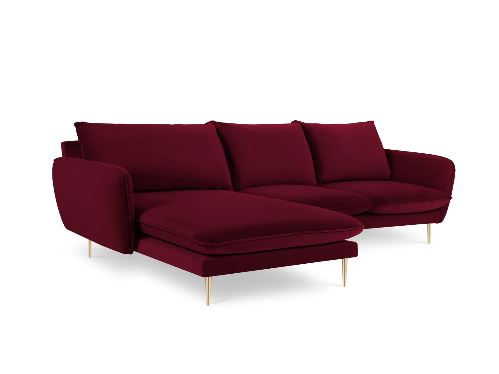 Erleben Sie das luxuriöse Vienna Velour Ecksofa links 5 Sitzer 170cm von Cosmopolitan Design – ideal für gesellige Abende und entspannte Stunden!