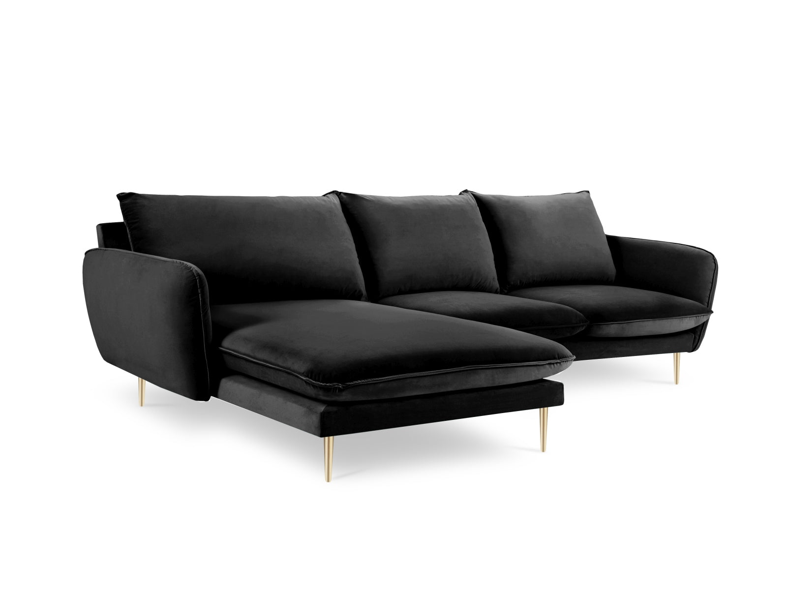 Erleben Sie das luxuriöse Vienna Velour Ecksofa links 5 Sitzer 170cm von Cosmopolitan Design – der perfekte Ort für Entspannung und gesellige Abende.