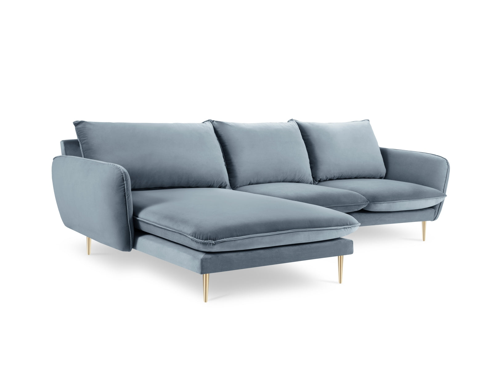 Erleben Sie das luxuriöse Vienna Velour Ecksofa links 5 Sitzer 170cm von Cosmopolitan Design – der perfekte Ort für Entspannung und gesellige Abende.