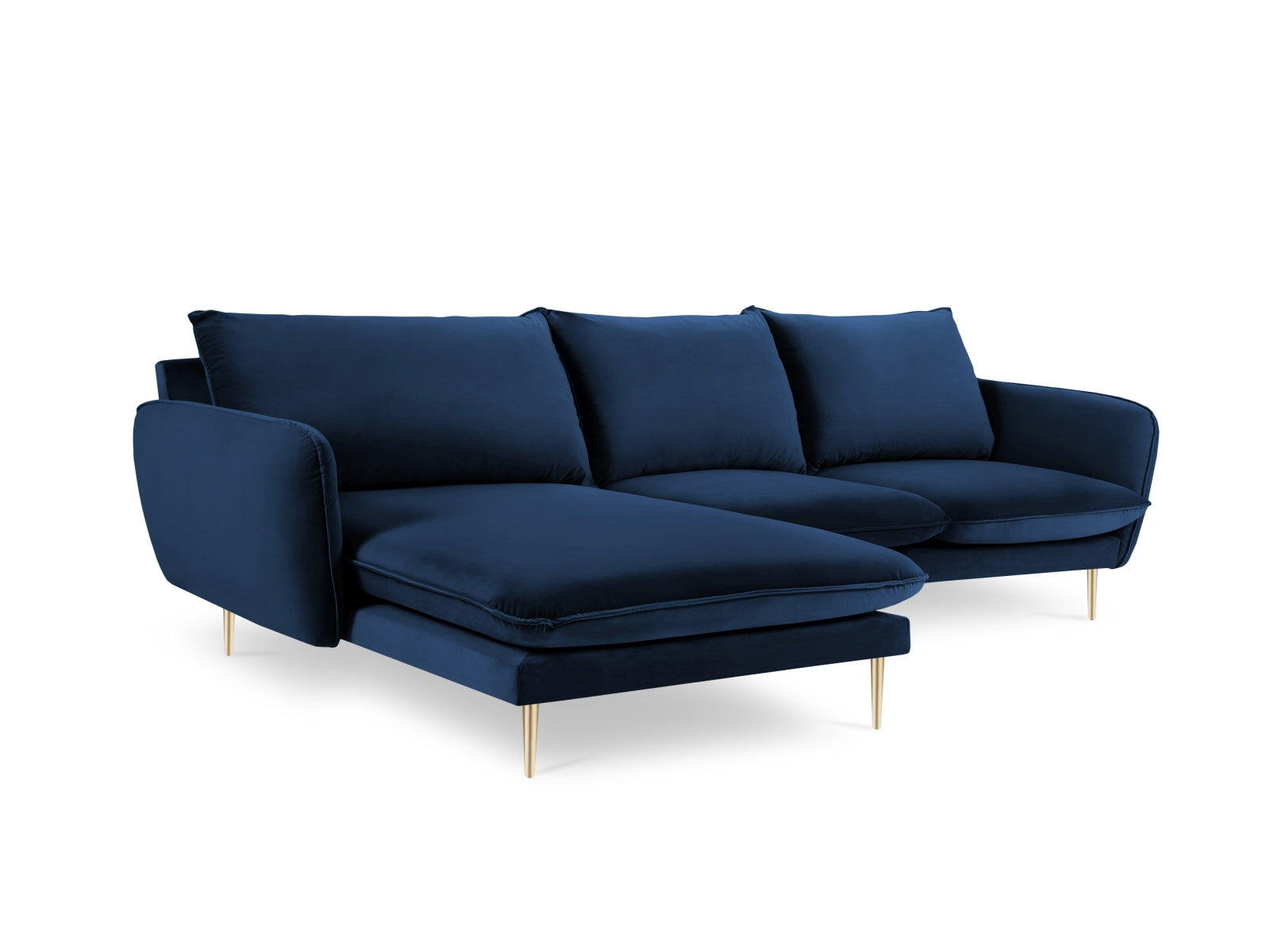 Erleben Sie das luxuriöse Vienna Velour Ecksofa links 5 Sitzer 170cm von Cosmopolitan Design – ideal für gesellige Abende und entspannte Stunden!