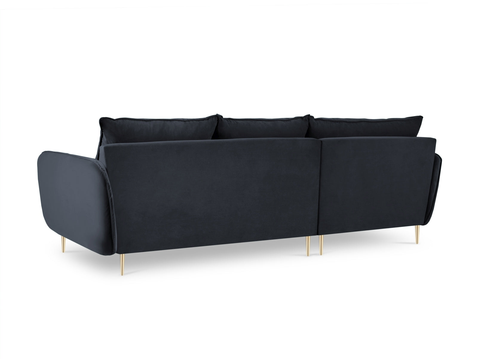 Vienna Velour Ecksofa links 5 Sitzer 170cm in Dark Blue/Gold präsentiert im Onlineshop von KAQTU Design AG. Ecksofa links ist von Cosmopolitan Design