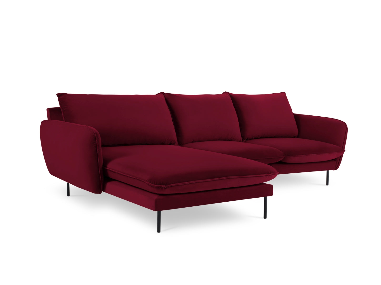 Erleben Sie das luxuriöse Vienna Velour Ecksofa links 5 Sitzer 170cm von Cosmopolitan Design – ideal für gesellige Abende und entspannte Stunden!