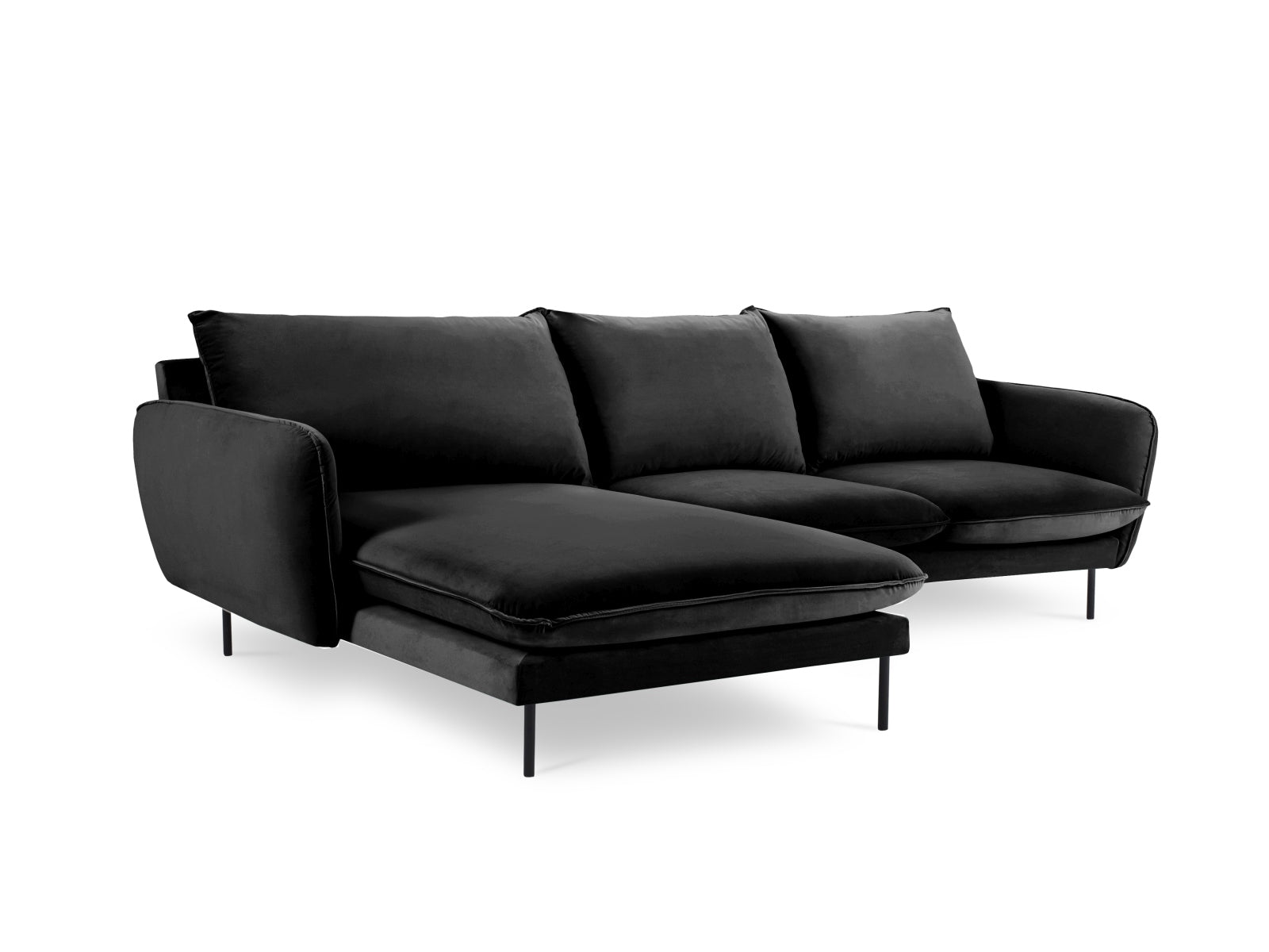 Erleben Sie das luxuriöse Vienna Velour Ecksofa links 5 Sitzer 170cm von Cosmopolitan Design – ideal für gesellige Abende und entspannte Stunden!