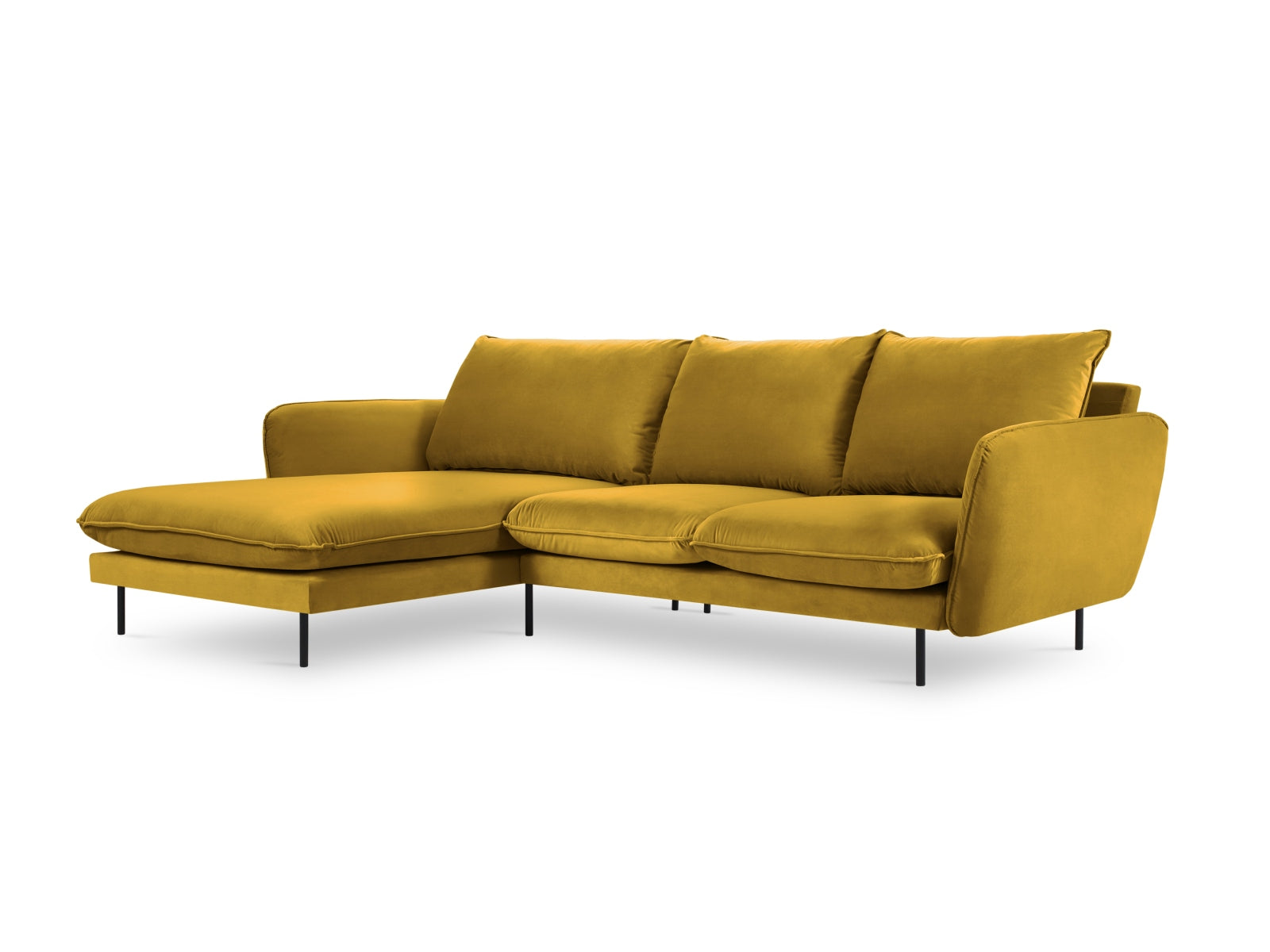 Erleben Sie das stilvolle Vienna Velour Ecksofa links 5 Sitzer 170cm von Cosmopolitan Design – ideal für gesellige Abende und entspannte Stunden!