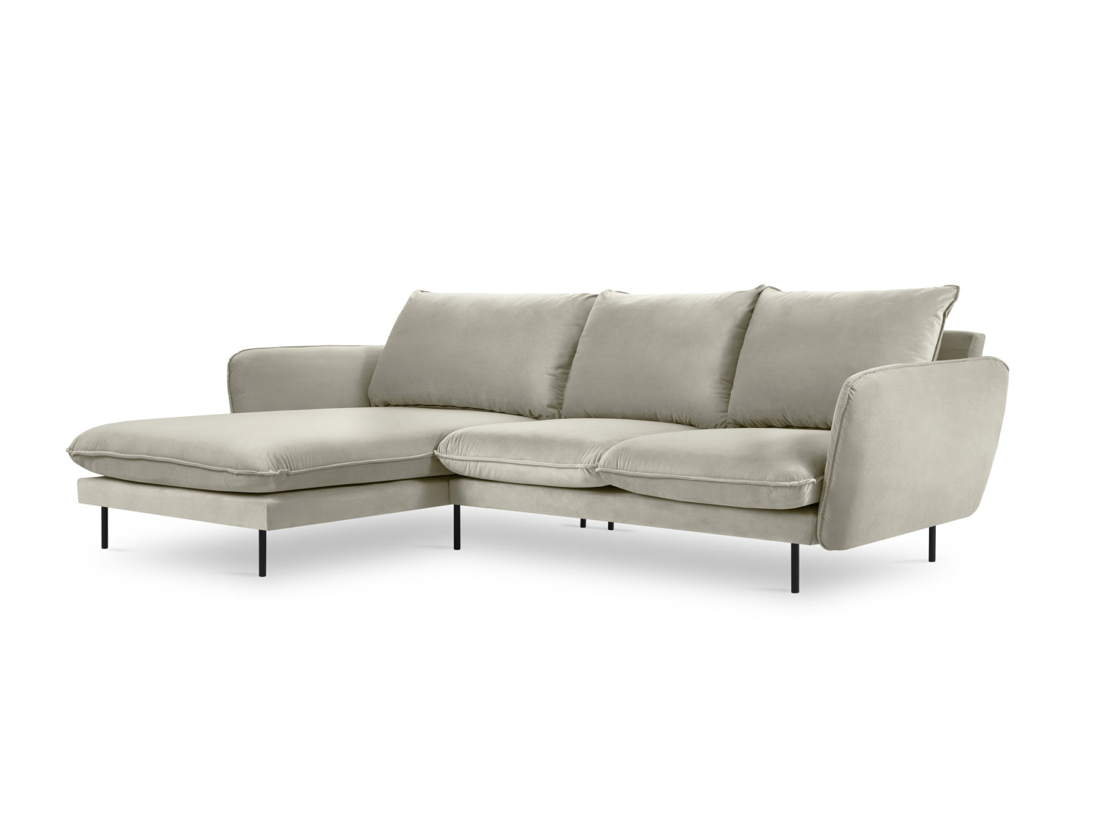 Vienna Velour Ecksofa links 5 Sitzer 170cm in Beige/Schwarz präsentiert im Onlineshop von KAQTU Design AG. Ecksofa links ist von Cosmopolitan Design