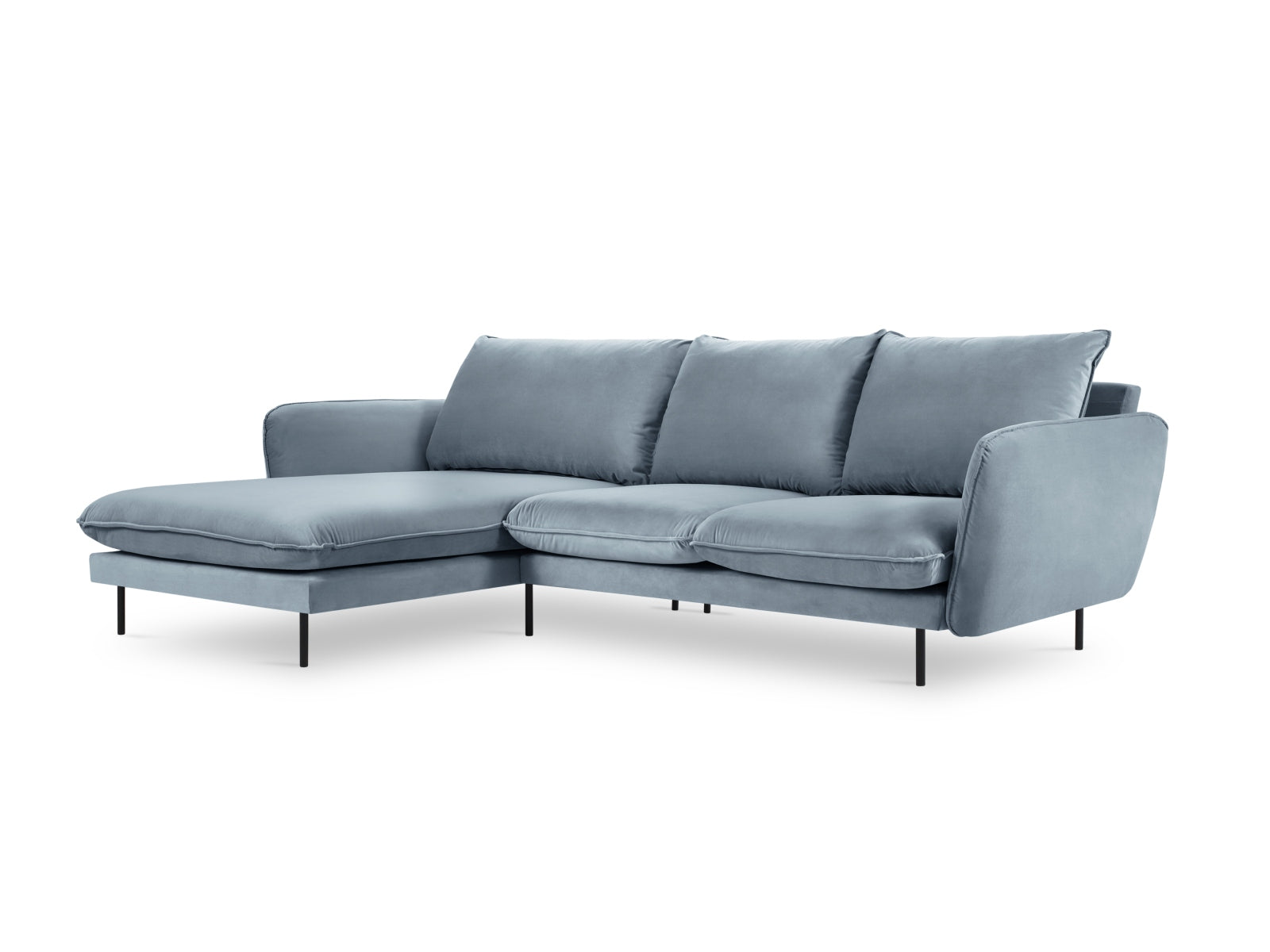 Vienna Velour Ecksofa links 5 Sitzer 170cm in Blue/Schwarz präsentiert im Onlineshop von KAQTU Design AG. Ecksofa links ist von Cosmopolitan Design
