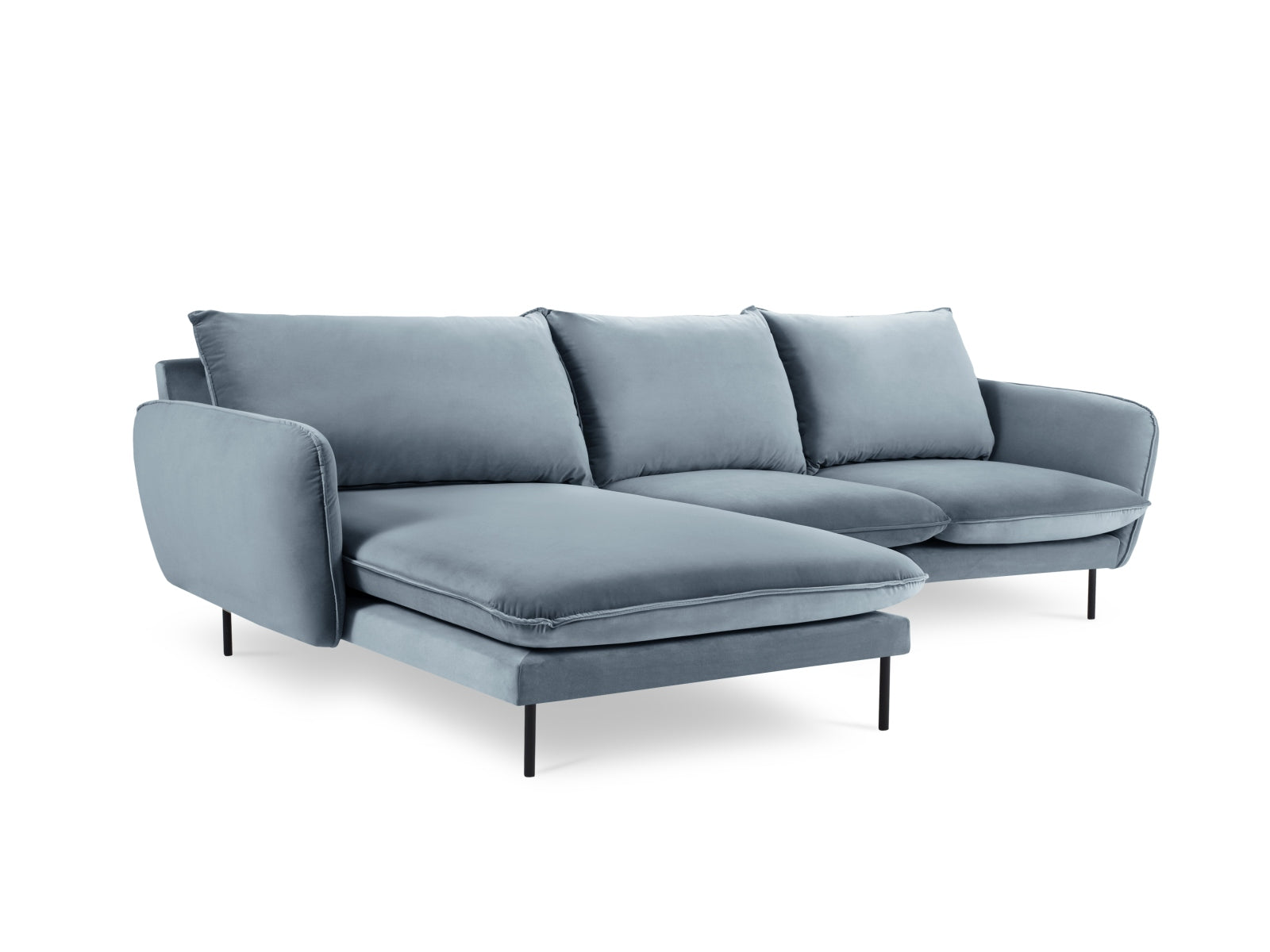 Erleben Sie das luxuriöse Vienna Velour Ecksofa links 5 Sitzer 170cm von Cosmopolitan Design – ideal für gesellige Abende und entspannte Stunden!