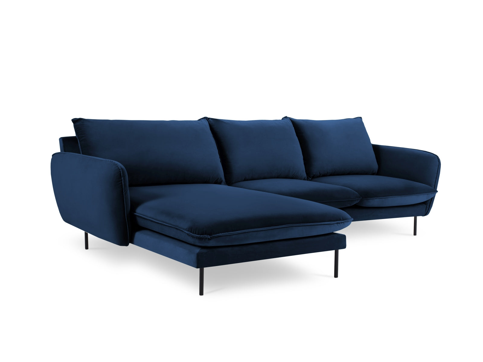 Erleben Sie das luxuriöse Vienna Velour Ecksofa links 5 Sitzer 170cm von Cosmopolitan Design – ideal für gesellige Abende und entspannte Stunden!