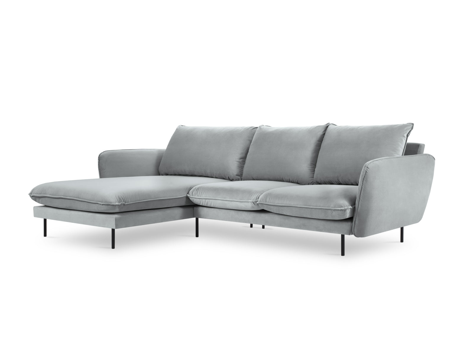 Vienna Velour Ecksofa links 5 Sitzer 170cm in Light Grey/Schwarz präsentiert im Onlineshop von KAQTU Design AG. Ecksofa links ist von Cosmopolitan Design