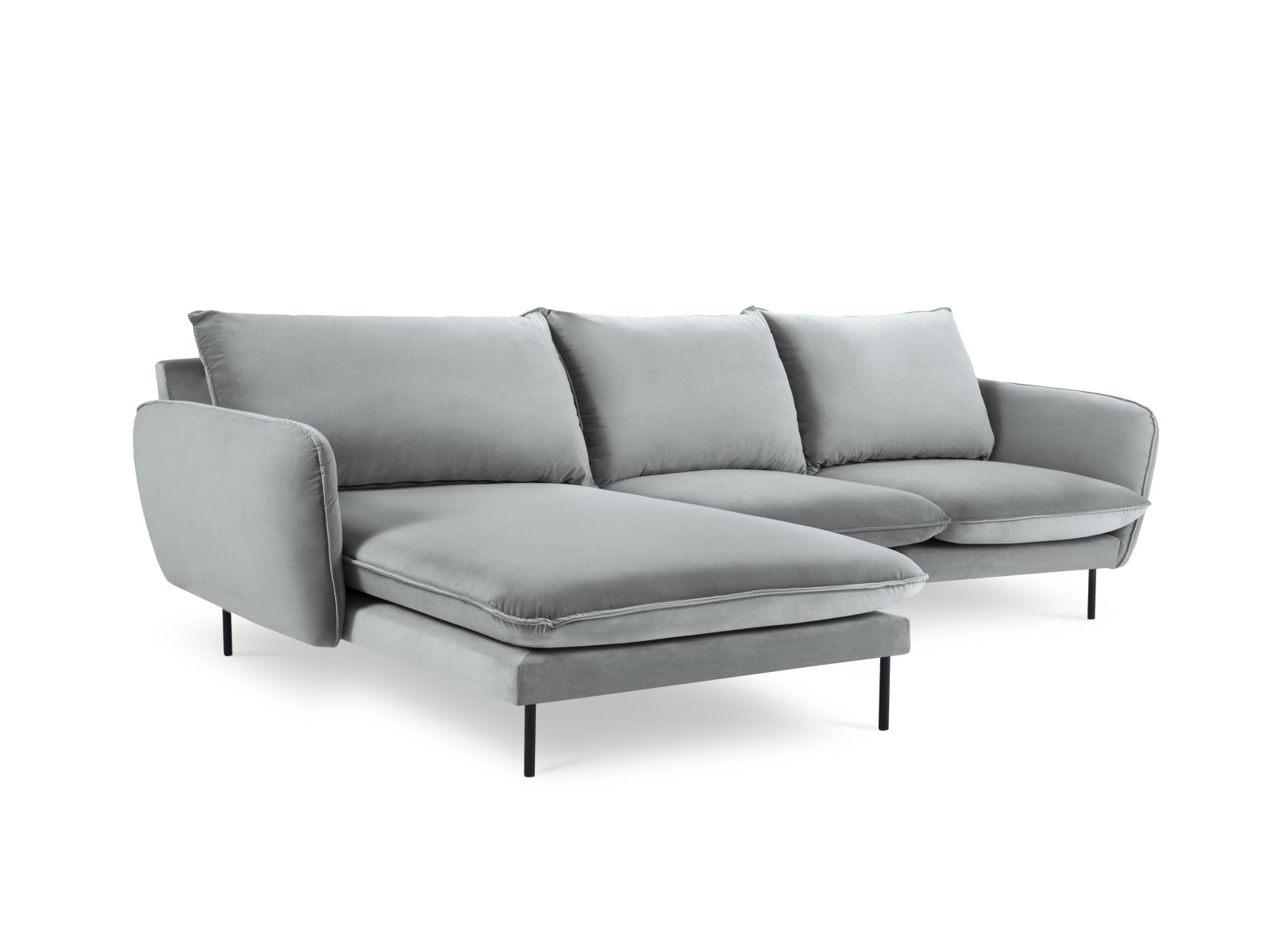 Erleben Sie das luxuriöse Vienna Velour Ecksofa links 5 Sitzer 170cm von Cosmopolitan Design – der perfekte Ort für Entspannung und gesellige Abende.