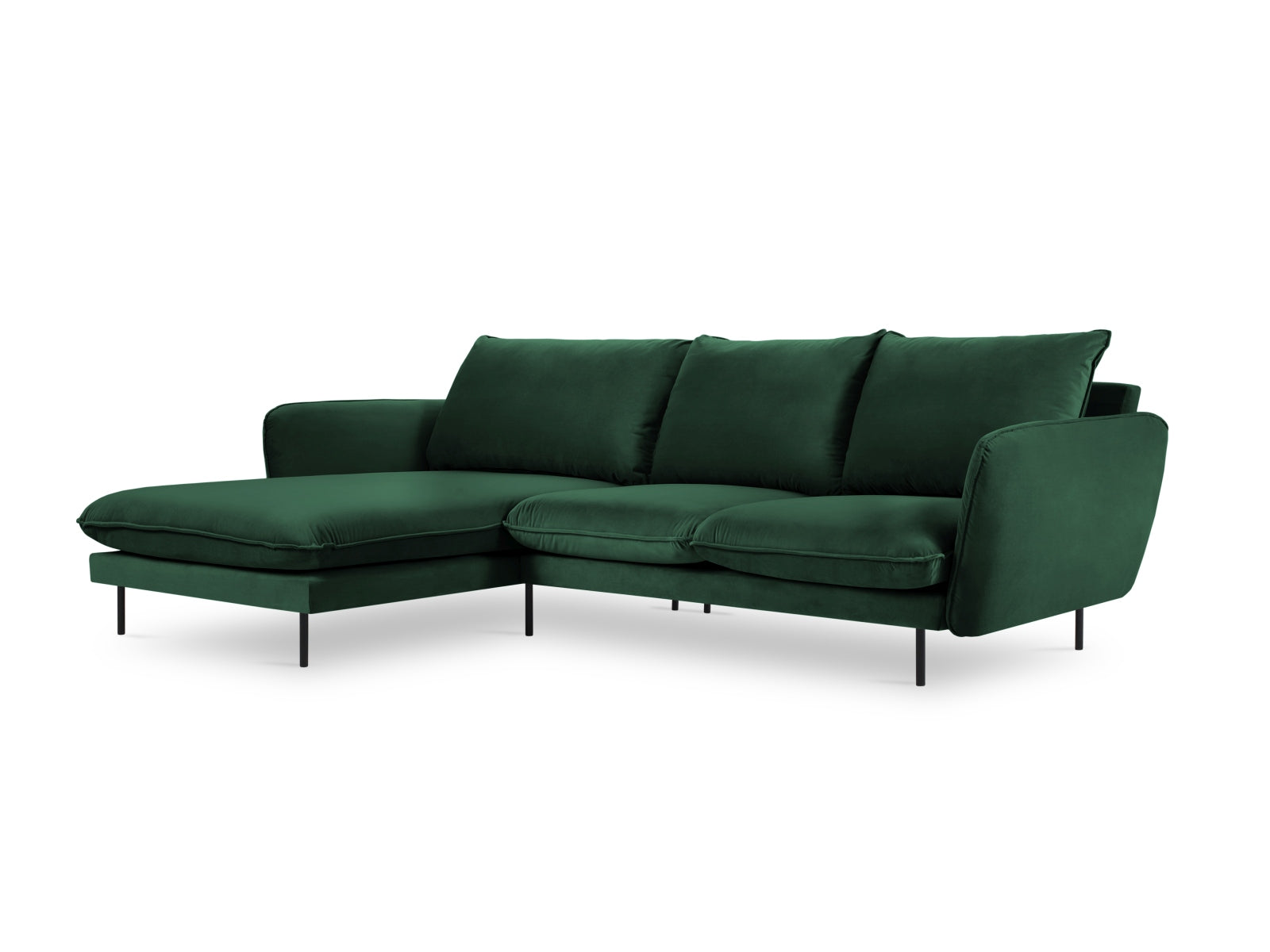 Vienna Velour Ecksofa links 5 Sitzer 170cm in Bottle Green/Schwarz präsentiert im Onlineshop von KAQTU Design AG. Ecksofa links ist von Cosmopolitan Design