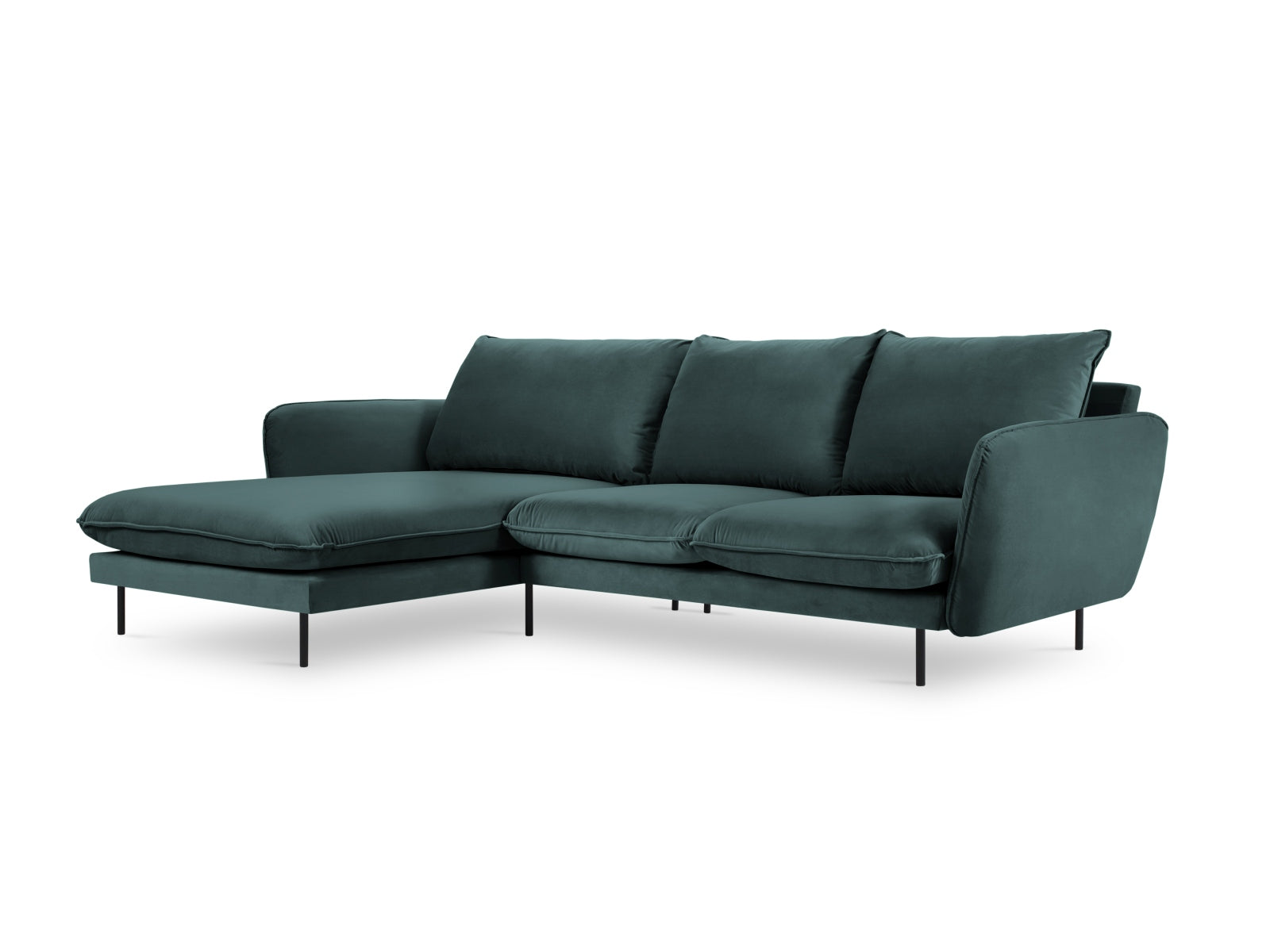 Vienna Velour Ecksofa links 5 Sitzer 170cm in Petrol/Schwarz präsentiert im Onlineshop von KAQTU Design AG. Ecksofa links ist von Cosmopolitan Design