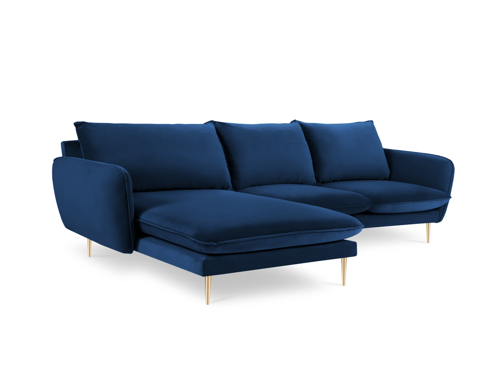 Erleben Sie das luxuriöse Vienna Velour Ecksofa links 5 Sitzer 170cm von Cosmopolitan Design – ideal für gesellige Abende und entspannte Stunden!