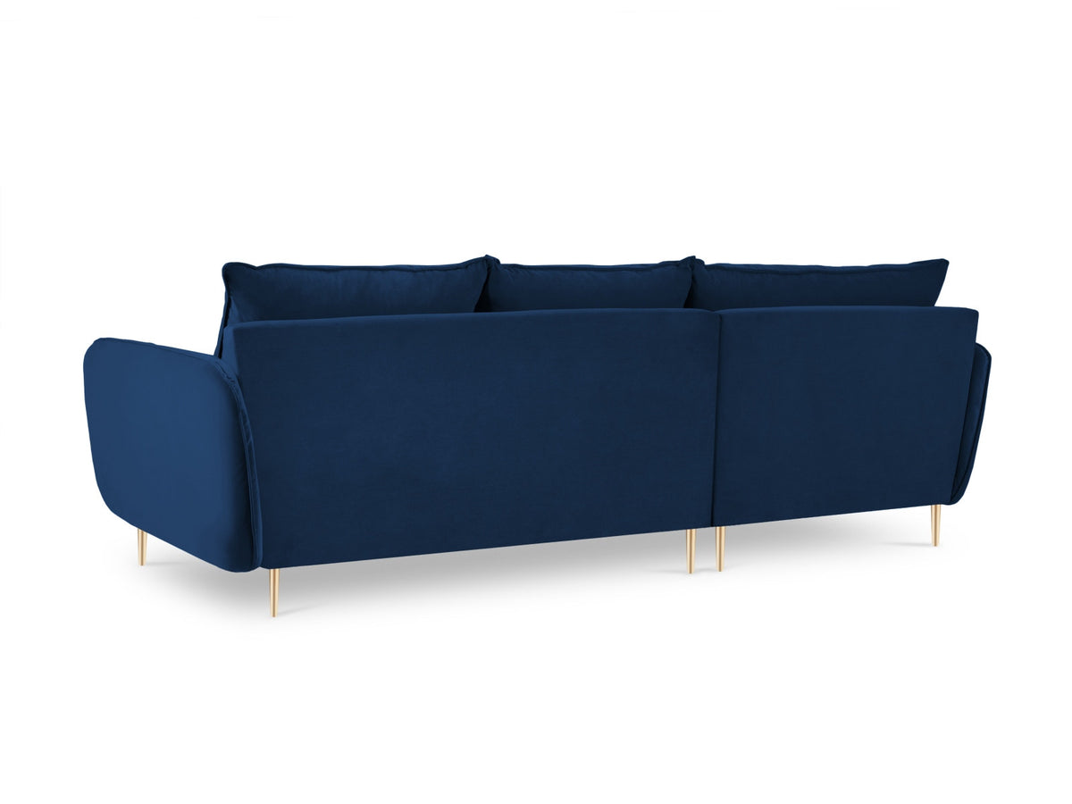 Vienna Velour Ecksofa links 5 Sitzer 170cm in Royal Blue/Gold-Bluvel präsentiert im Onlineshop von KAQTU Design AG. Ecksofa links ist von Cosmopolitan Design