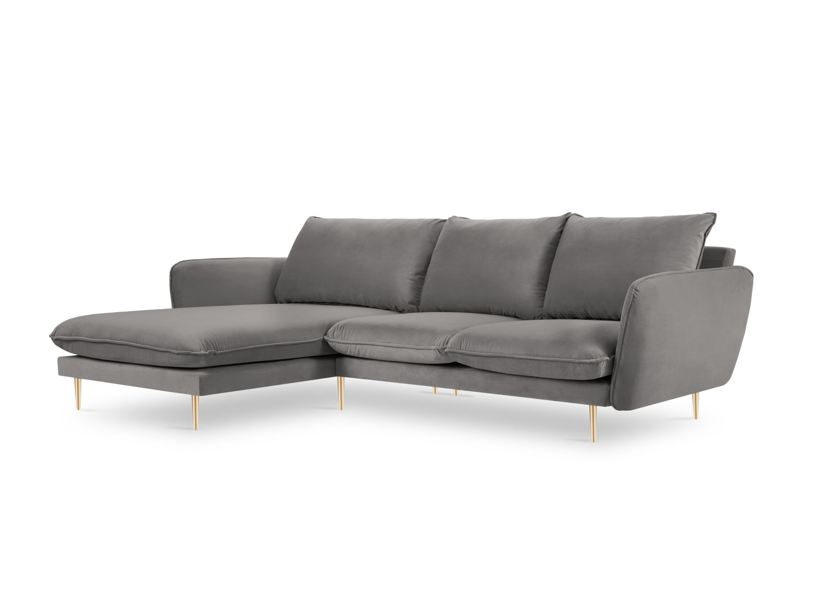 Vienna Velour Ecksofa links 5 Sitzer 170cm in Light Grey/Gold präsentiert im Onlineshop von KAQTU Design AG. Ecksofa links ist von Cosmopolitan Design