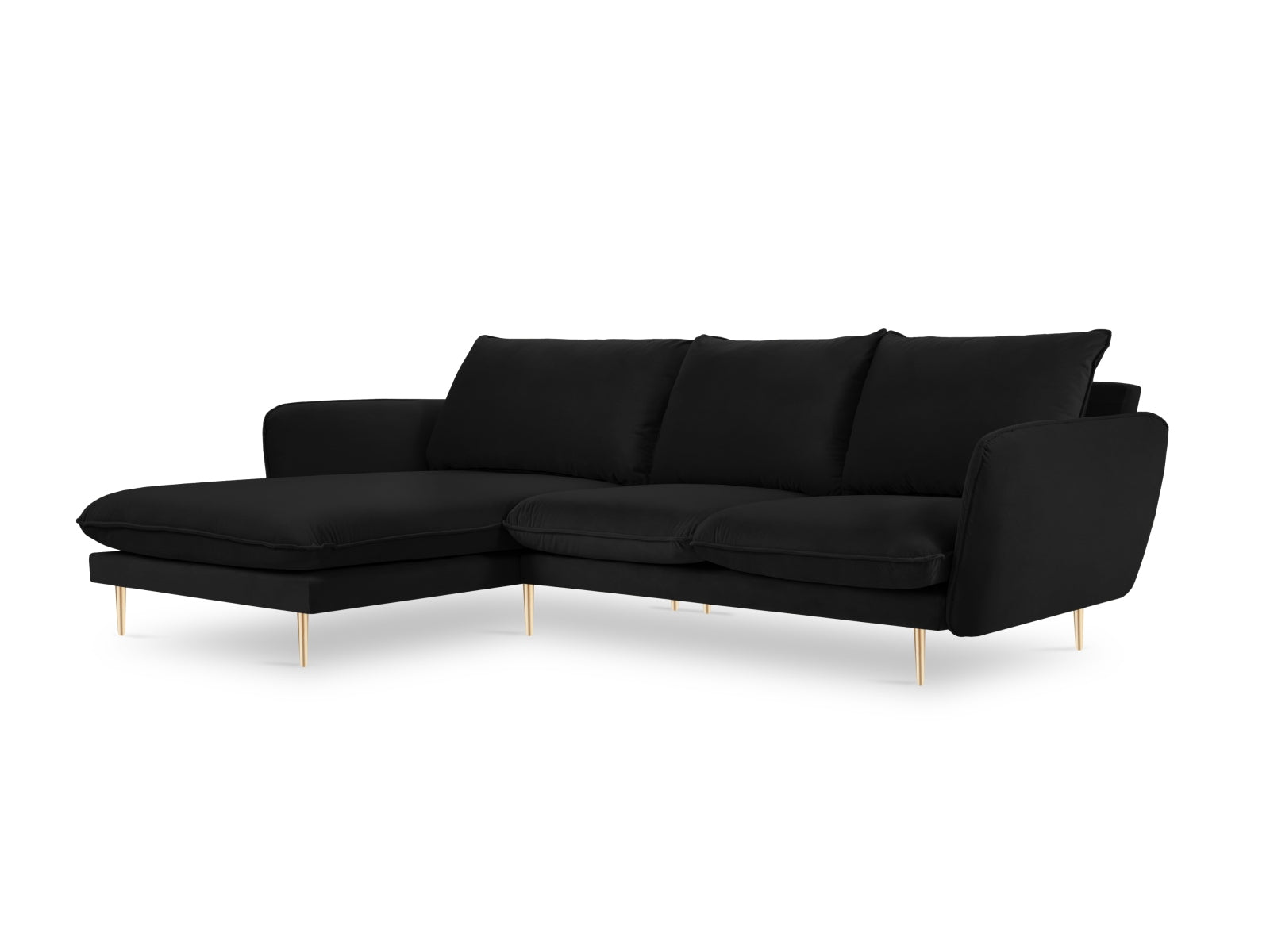 Vienna Velour Ecksofa links 5 Sitzer 170cm in Black/Gold präsentiert im Onlineshop von KAQTU Design AG. Ecksofa links ist von Cosmopolitan Design
