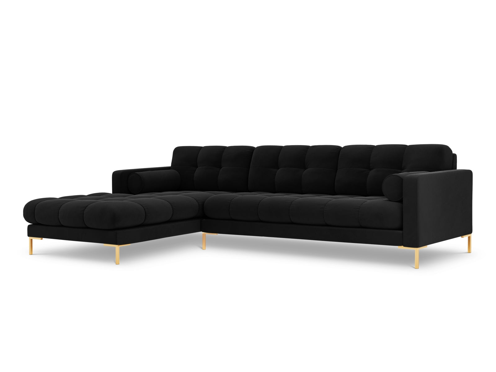 5-Sitzer Ecksofa links Bali in Black-Bluvel präsentiert im Onlineshop von KAQTU Design AG. Ecksofa links ist von Cosmopolitan Design