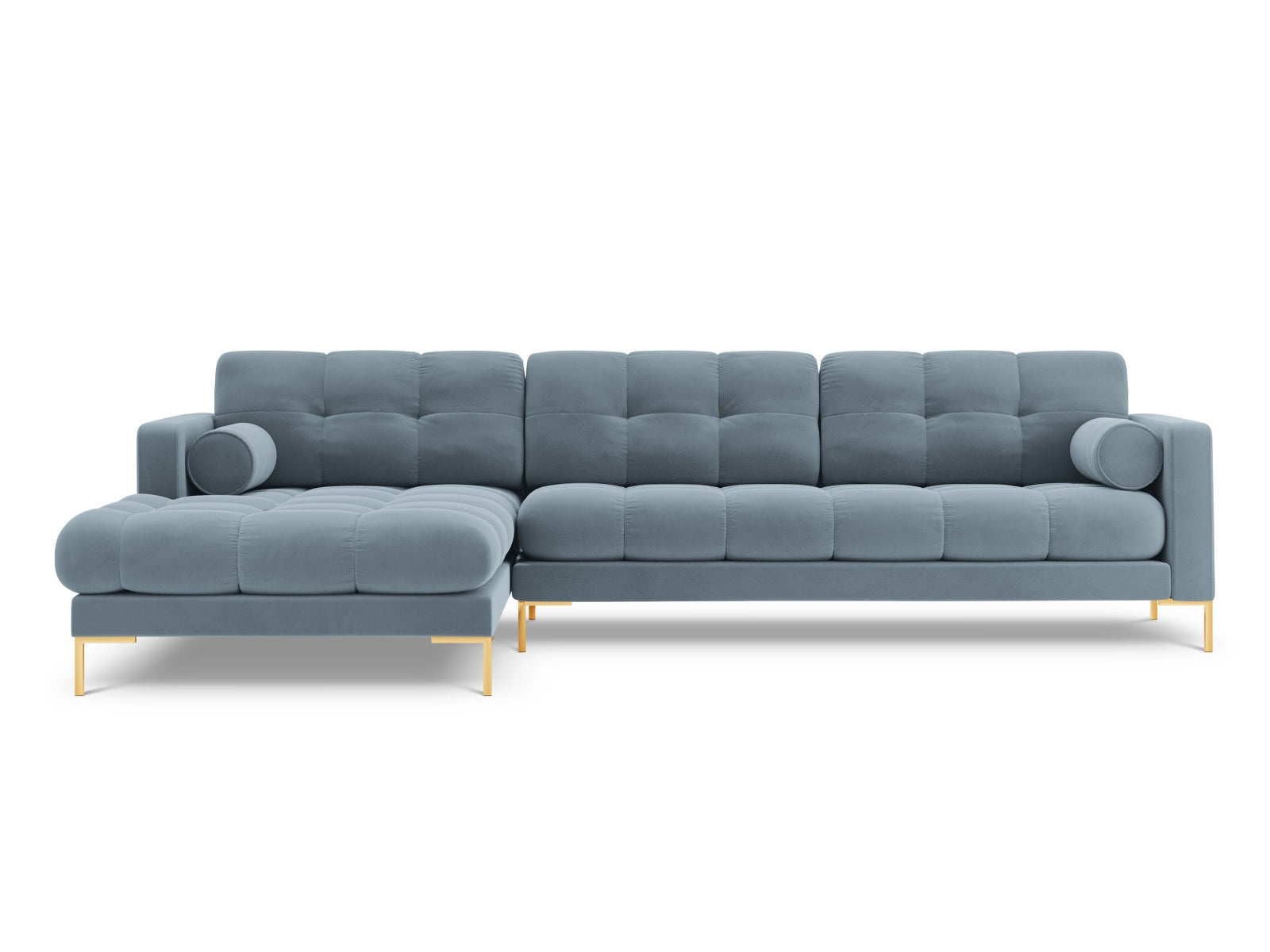 5-Sitzer Ecksofa links Bali in Light Blue-Bluvel präsentiert im Onlineshop von KAQTU Design AG. Ecksofa links ist von Cosmopolitan Design