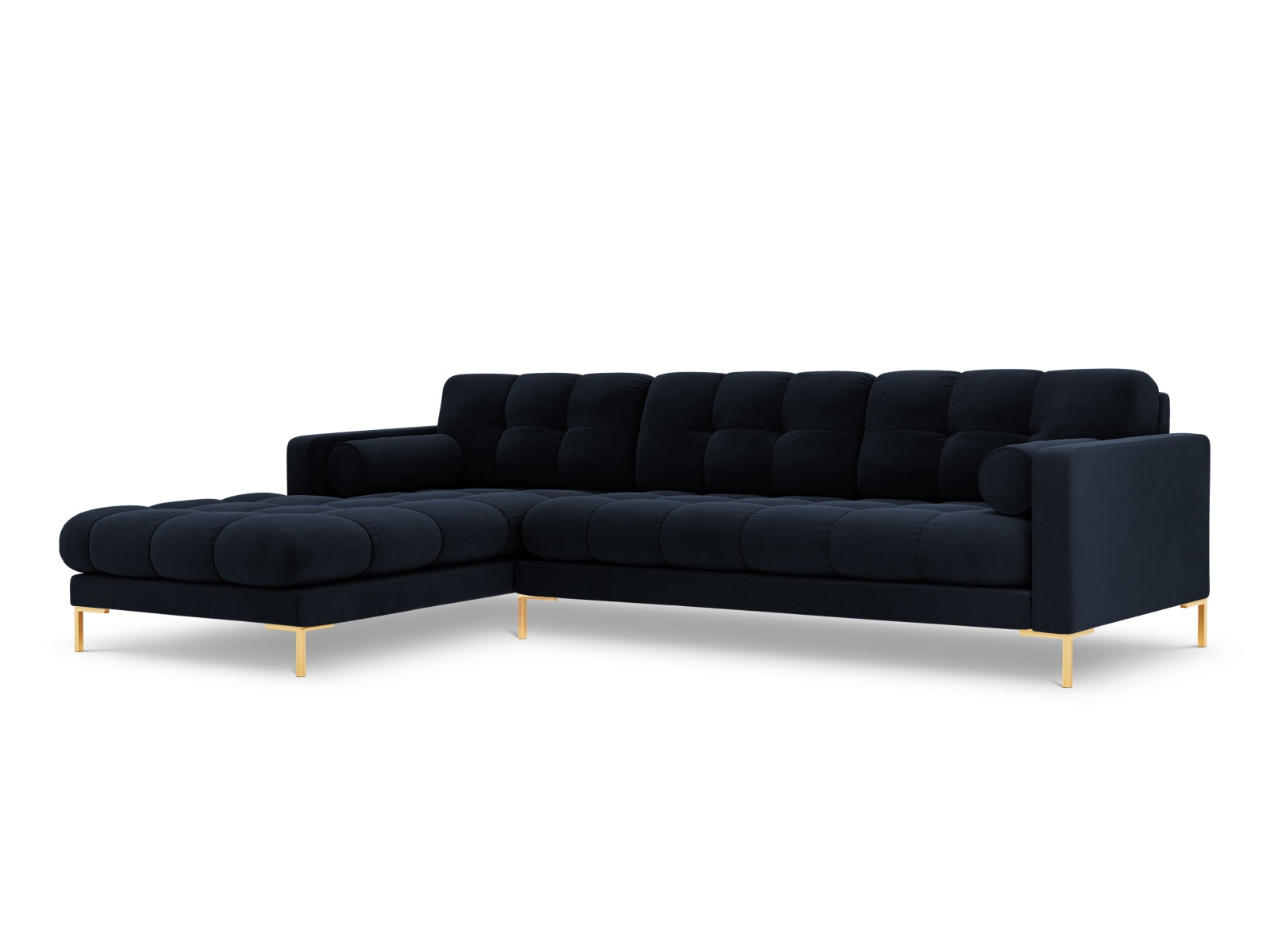 5-Sitzer Ecksofa links Bali in Dark Blue-Bluvel präsentiert im Onlineshop von KAQTU Design AG. Ecksofa links ist von Cosmopolitan Design