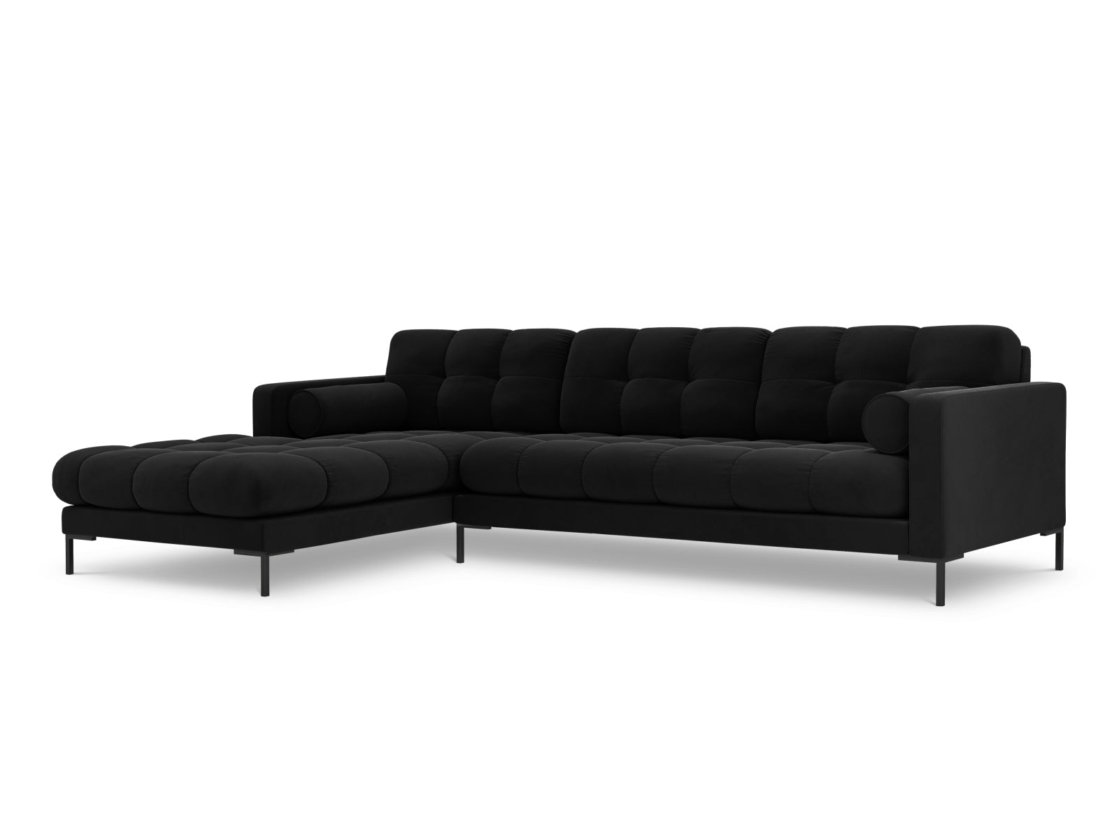 5-Sitzer Ecksofa links Bali in Black-Bluvel präsentiert im Onlineshop von KAQTU Design AG. Ecksofa links ist von Cosmopolitan Design