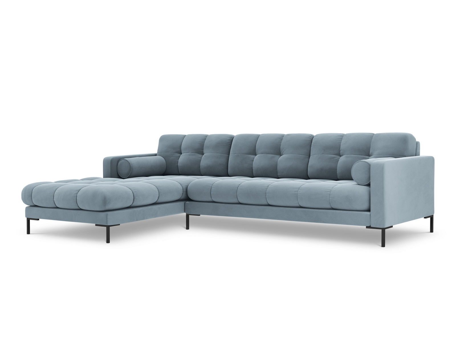 5-Sitzer Ecksofa links Bali in Light Blue-Bluvel präsentiert im Onlineshop von KAQTU Design AG. Ecksofa links ist von Cosmopolitan Design
