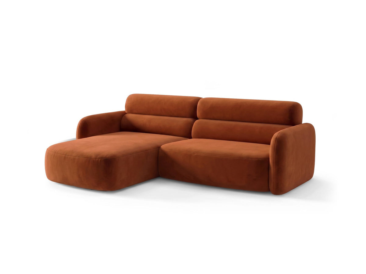 Ecksofa links Malmo von Cosmopolitan Design mit Bluvel-Bezug und flachen schwarzen Beinen