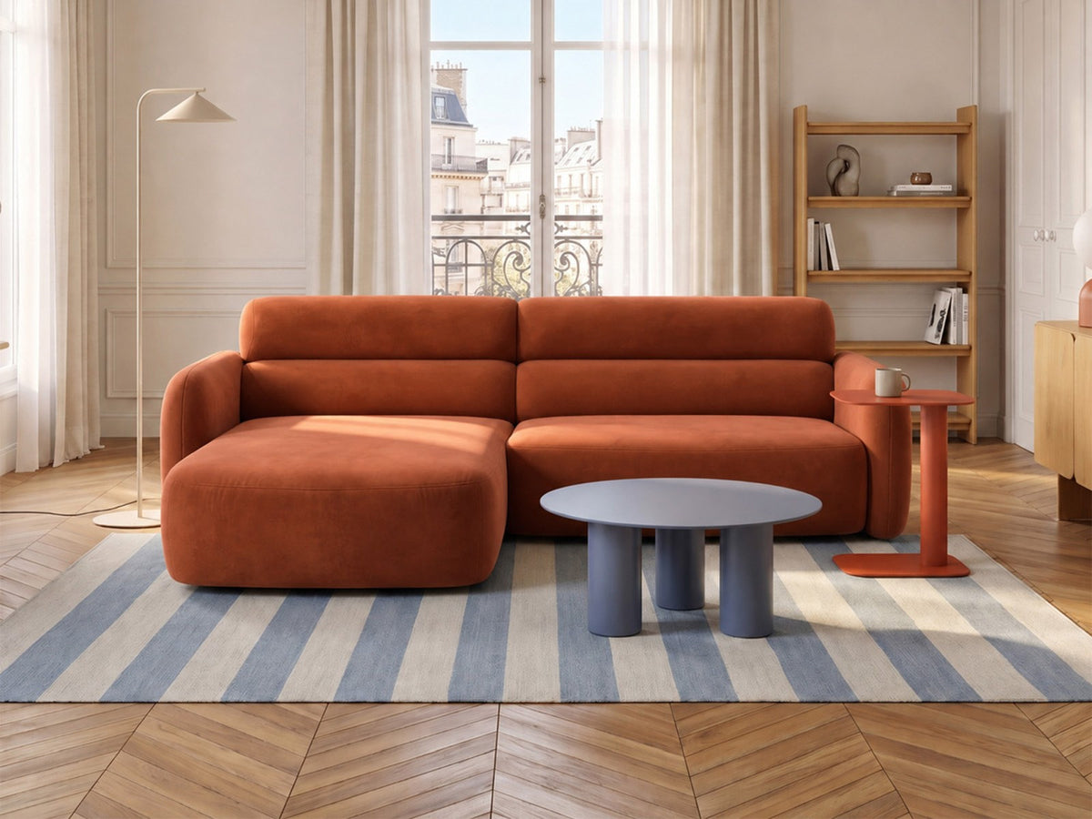 Ecksofa links Malmo von Cosmopolitan Design mit Bluvel-Bezug und flachen schwarzen Beinen