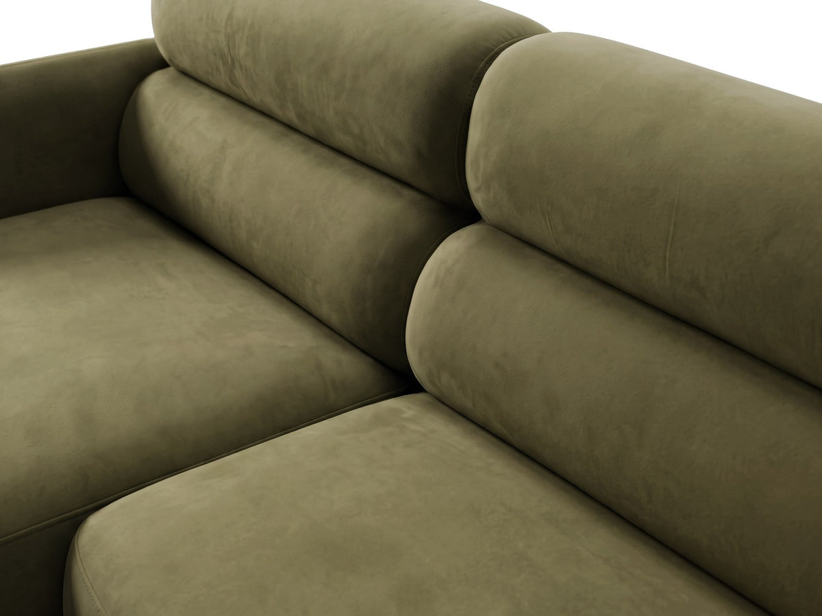 Ecksofa links Malmo von Cosmopolitan Design mit Bluvel-Bezug und flachen schwarzen Beinen