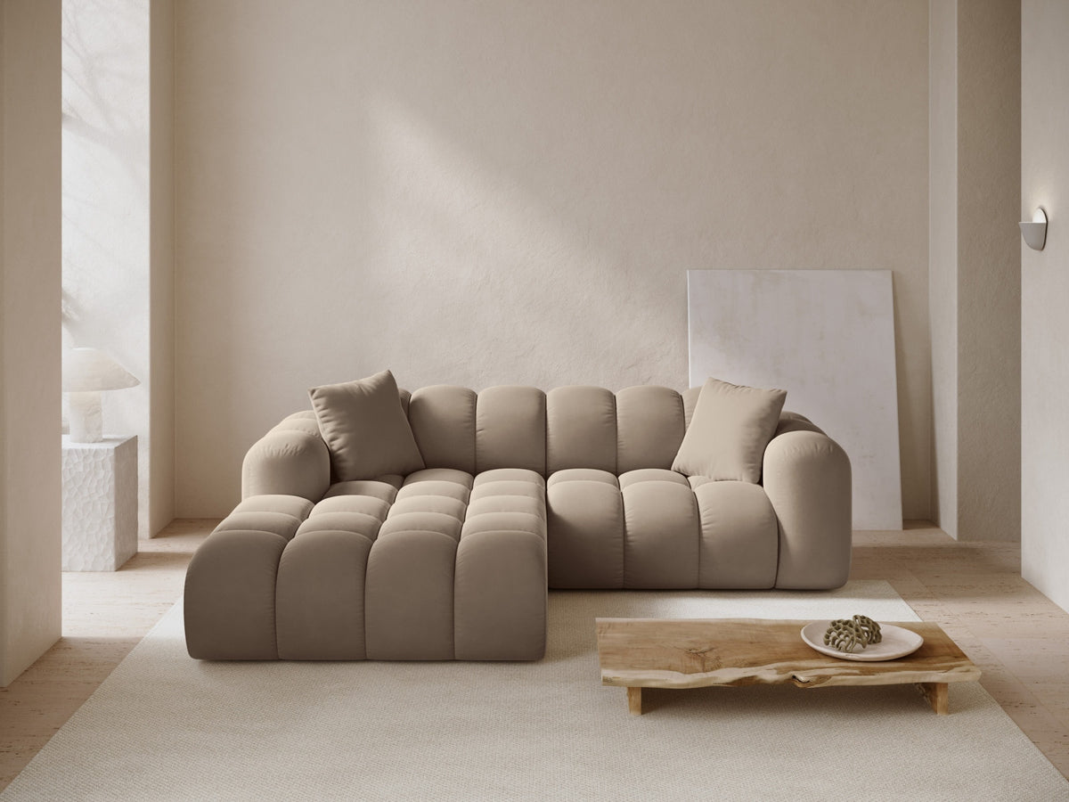 Ecksofa links Treno von Cosmopolitan Design mit Stoffbezug und schwarzen Beinen