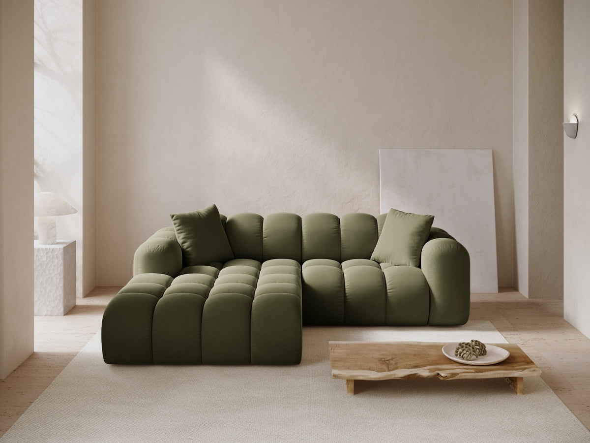 Ecksofa links Treno von Cosmopolitan Design mit Stoffbezug und schwarzen Beinen