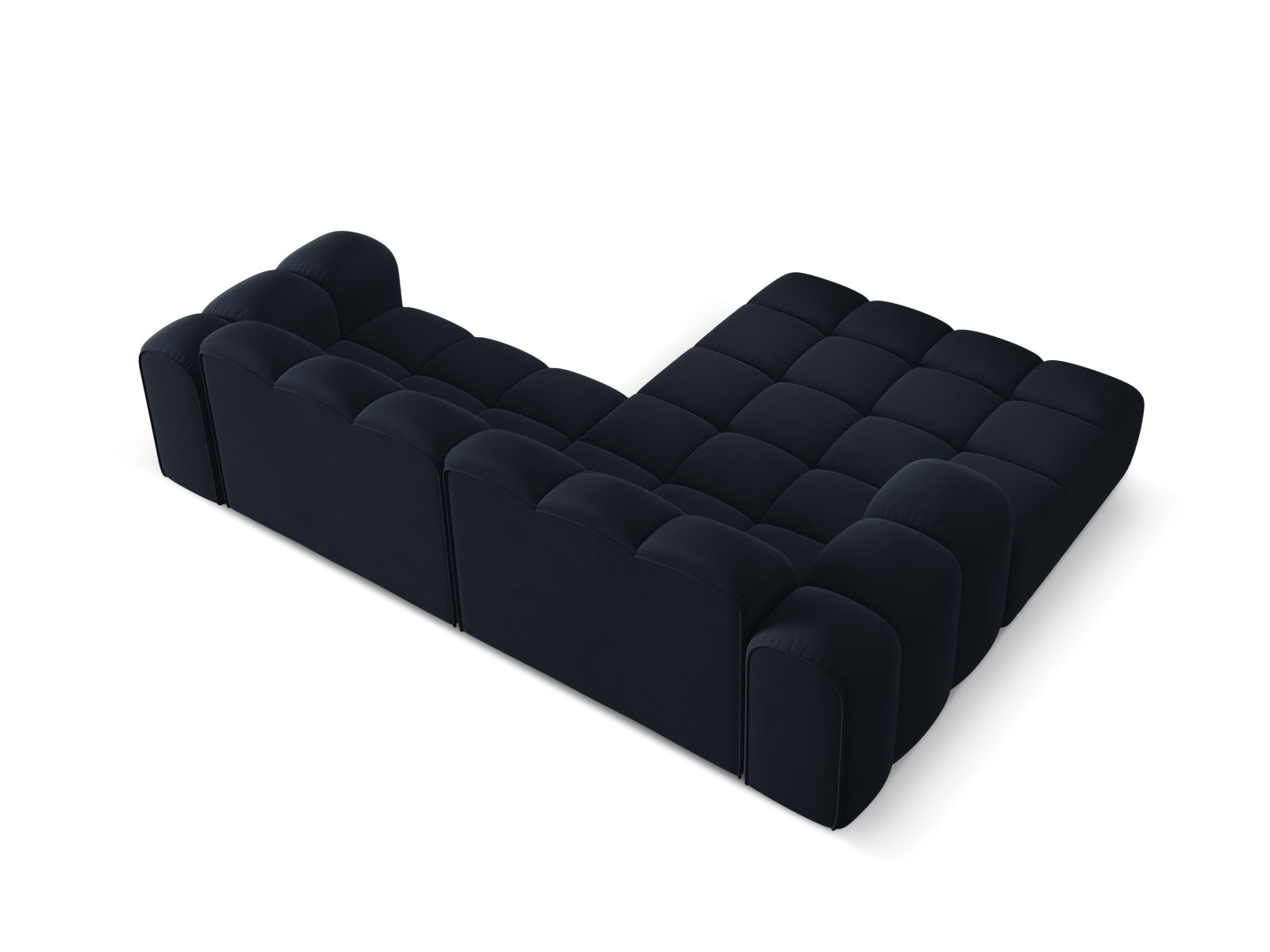 Modernes 3-Sitzer Ecksofa Treno in tiefem Blau, perfekt für gemütliche Abende und stilvolle Einrichtung, erhältlich bei Cosmopolitan Design.