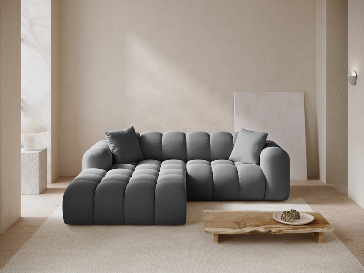 Ecksofa links Treno von Cosmopolitan Design mit Stoffbezug und schwarzen Beinen