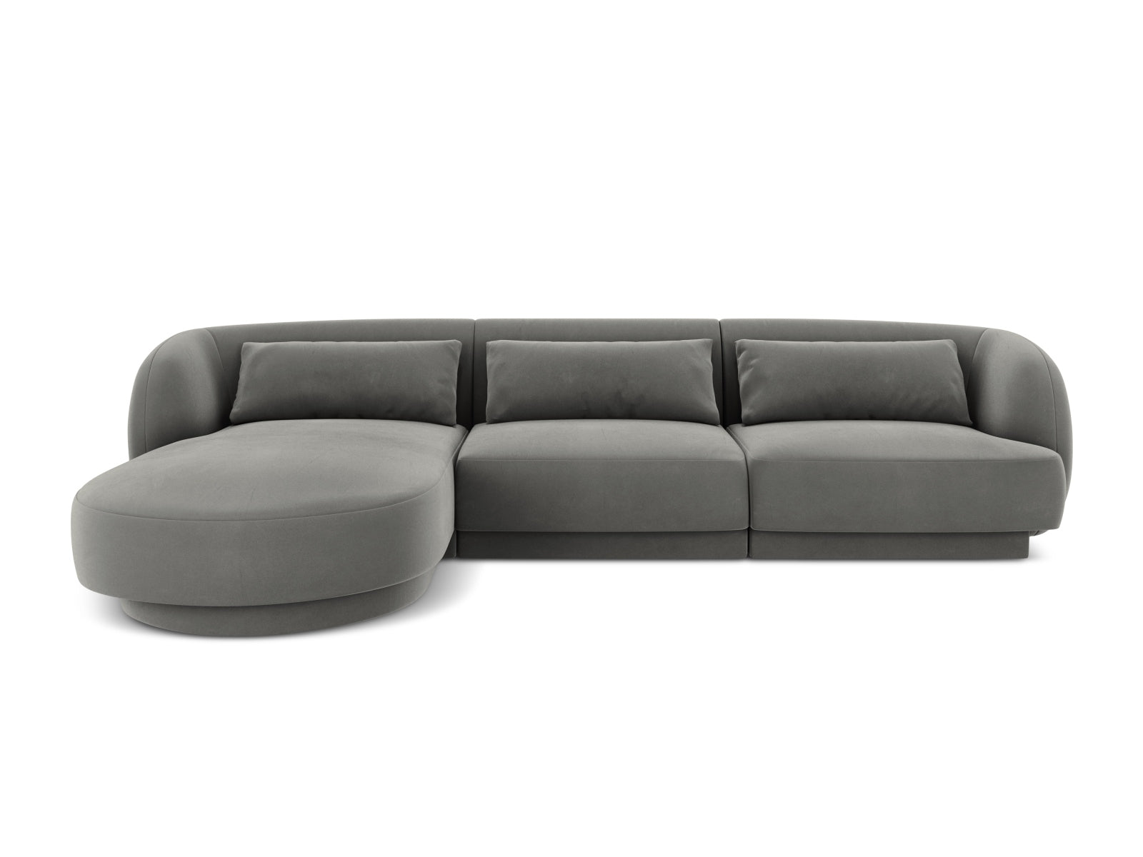 Tulum Velour Ecksofa links 4 Sitzer 156cm in Light Grey-Bluvel präsentiert im Onlineshop von KAQTU Design AG. L-Sofa links ist von Cosmopolitan Design