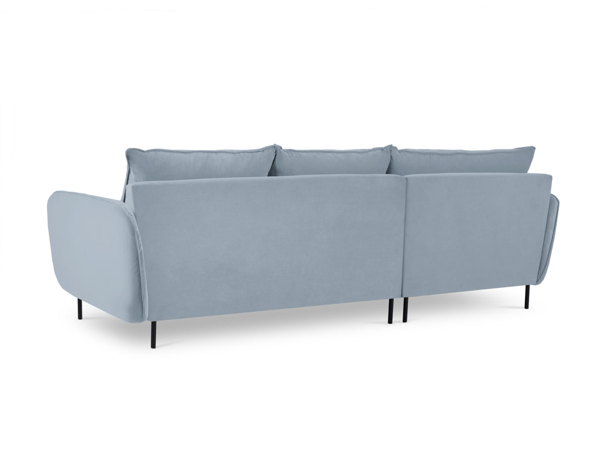 Vienna Velour Ecksofa links 5 Sitzer 170cm in Light Blue/Schwarz-Bluvel präsentiert im Onlineshop von KAQTU Design AG. Ecksofa links ist von Cosmopolitan Design