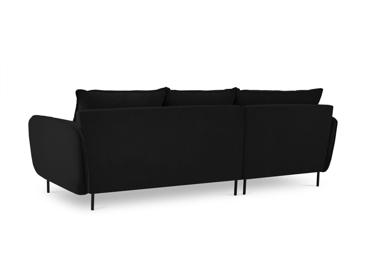 Vienna Velour Ecksofa links 5 Sitzer 170cm in Black/Schwarz-Bluvel präsentiert im Onlineshop von KAQTU Design AG. Ecksofa links ist von Cosmopolitan Design
