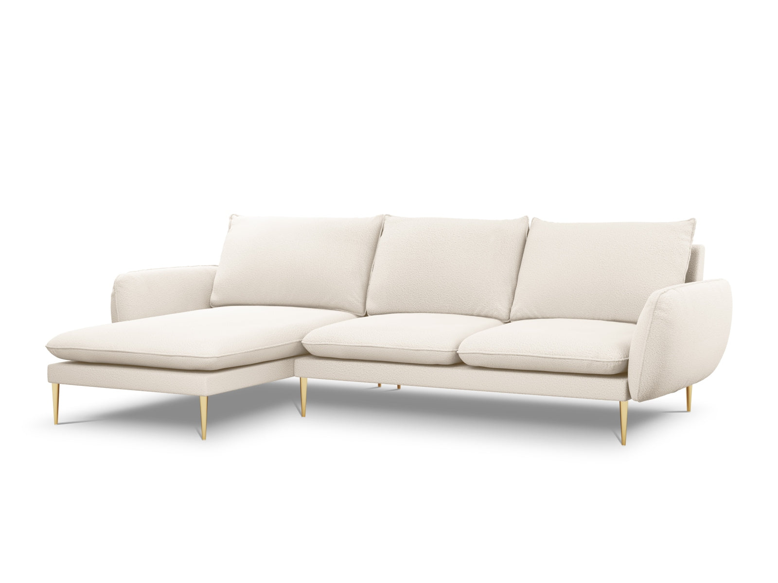 Vienna Boucle Ecksofa links 5 Sitzer 170cm in Beige/Gold-Ascot präsentiert im Onlineshop von KAQTU Design AG. L-Sofa links ist von Cosmopolitan Design