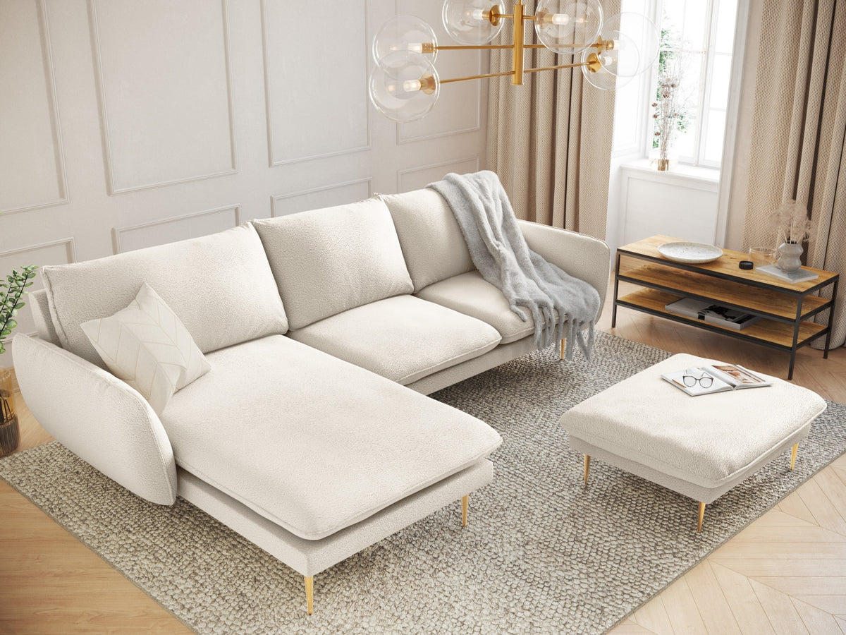 Vienna Boucle Ecksofa links 5 Sitzer 170cm in Beige/Gold-Ascot präsentiert im Onlineshop von KAQTU Design AG. L-Sofa links ist von Cosmopolitan Design