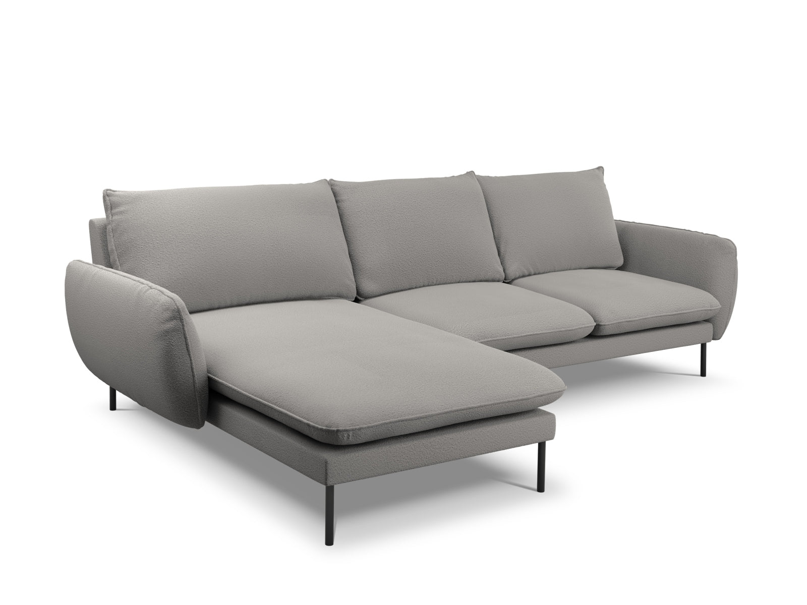 Elegantes 5-Sitzer Ecksofa in Grau/Schwarz, linksseitig, 170 cm, ideal für stilvolle und komfortable Wohnräume von Cosmopolitan Design.