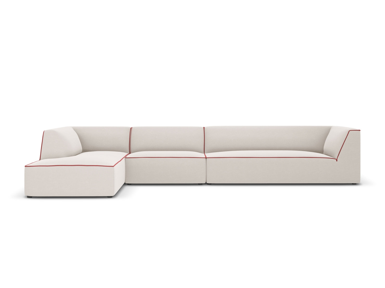 Oslo Modulares Ecksofa links 5 Sitzer in Grey Beige Melange, Terracotta präsentiert im Onlineshop von KAQTU Design AG. Ecksofa links ist von Cosmopolitan Design
