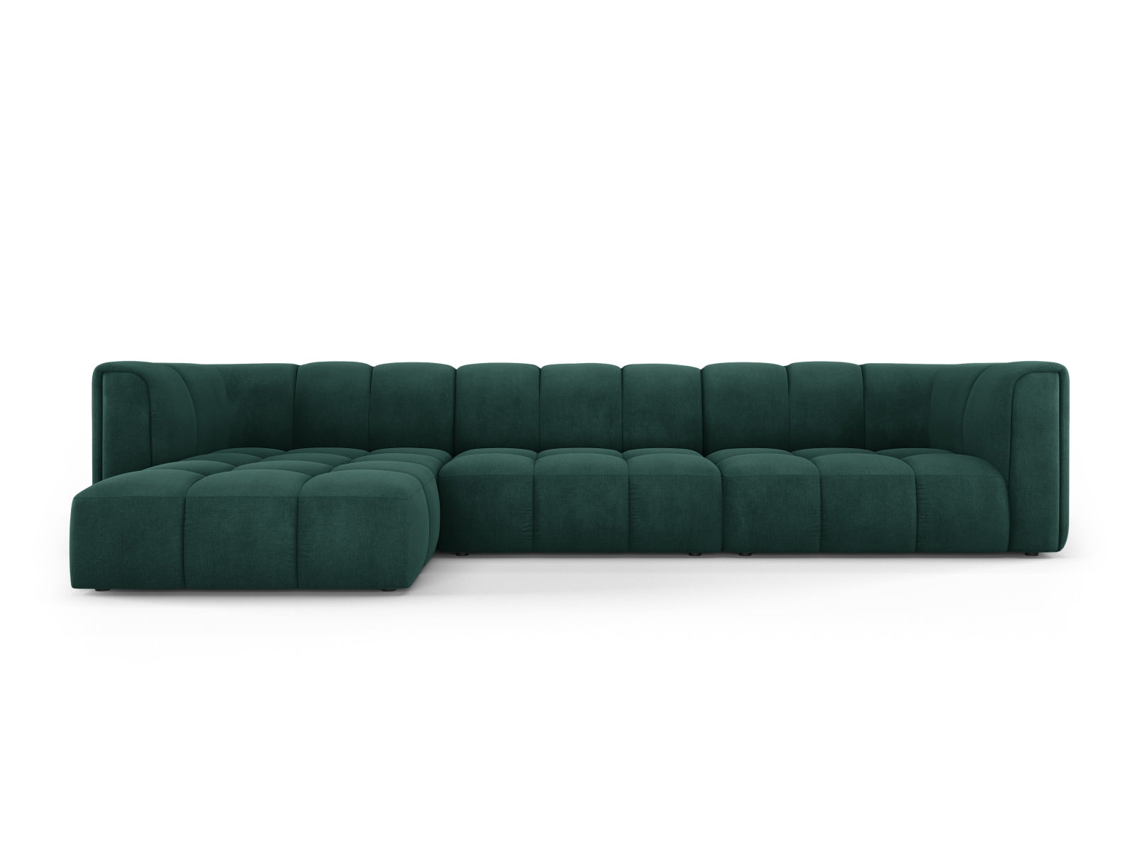5-Sitzer Ecksofa links modular Moritz in Bottle Green-Rebel präsentiert im Onlineshop von KAQTU Design AG. Ecksofa links ist von Cosmopolitan Design