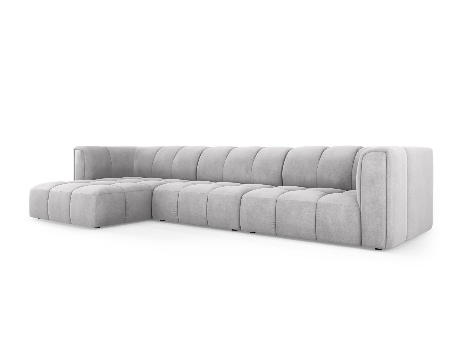 5-Sitzer Ecksofa links modular Moritz in Light Grey-Rebel präsentiert im Onlineshop von KAQTU Design AG. Ecksofa links ist von Cosmopolitan Design