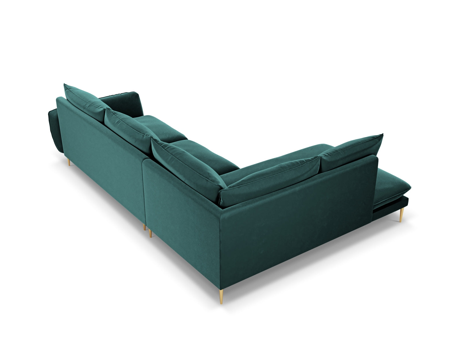 Erleben Sie das Vienna Velour Ecksofa links für 6 Personen. Modernes Design, luxuriöser Velourstoff und optimaler Komfort für gesellige Abende.