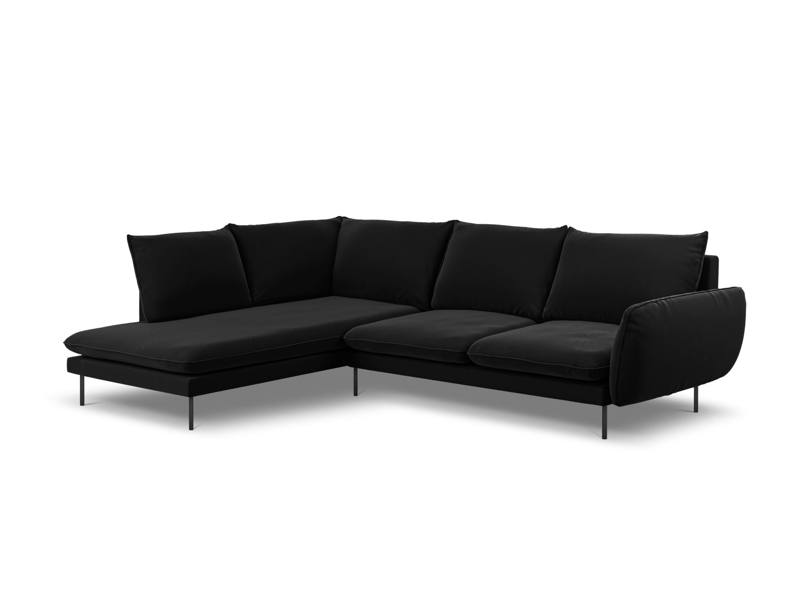 Genießen Sie das großzügige Vienna Velour Ecksofa links für 6 Personen. Hochwertiger Velourstoff, modernes Design und optimaler Komfort für Ihr Zuhause!