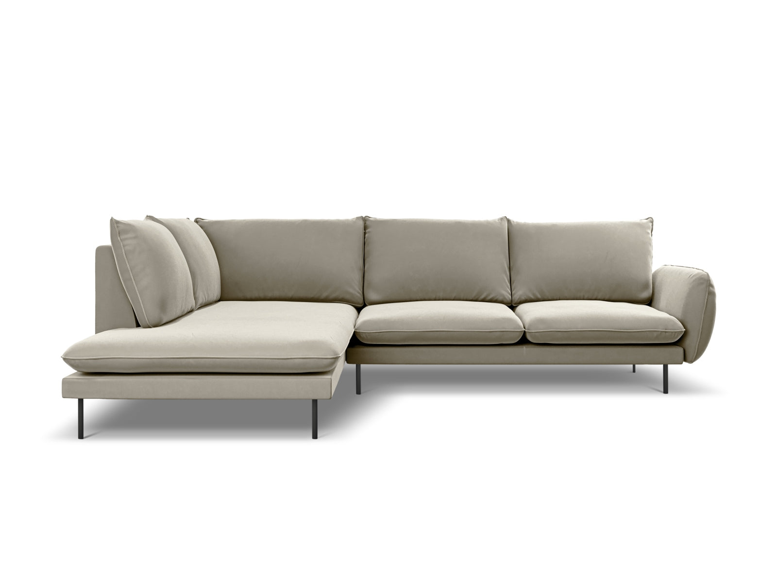 Entdecken Sie das elegante Vienna Velour Ecksofa links für 6 Personen. Stilvoll, komfortabel und ideal für Ihr Wohnzimmer – jetzt bei KAQTU!